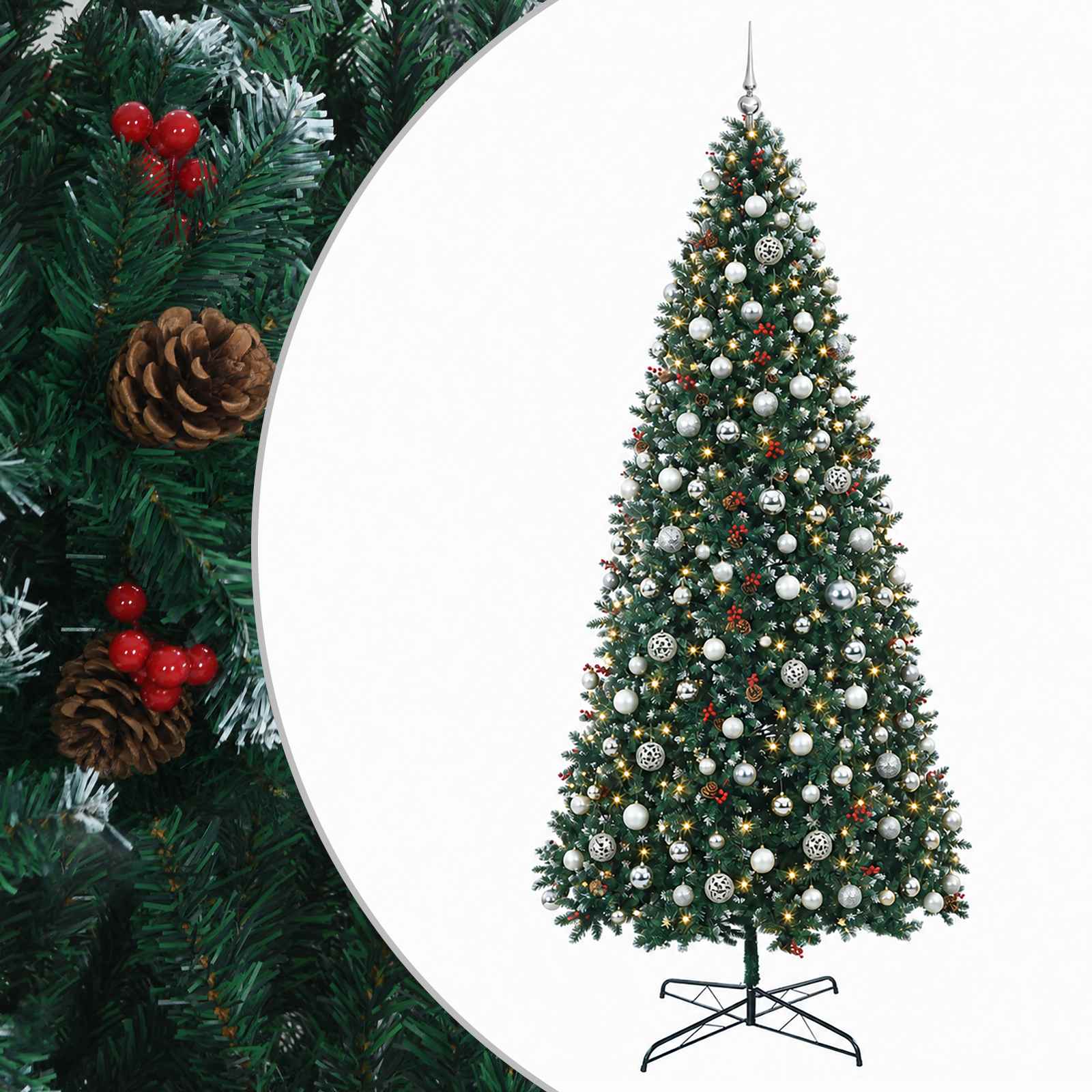Albero di Natale Artificiale con Rami Pieghevoli 400 cm 600 LED