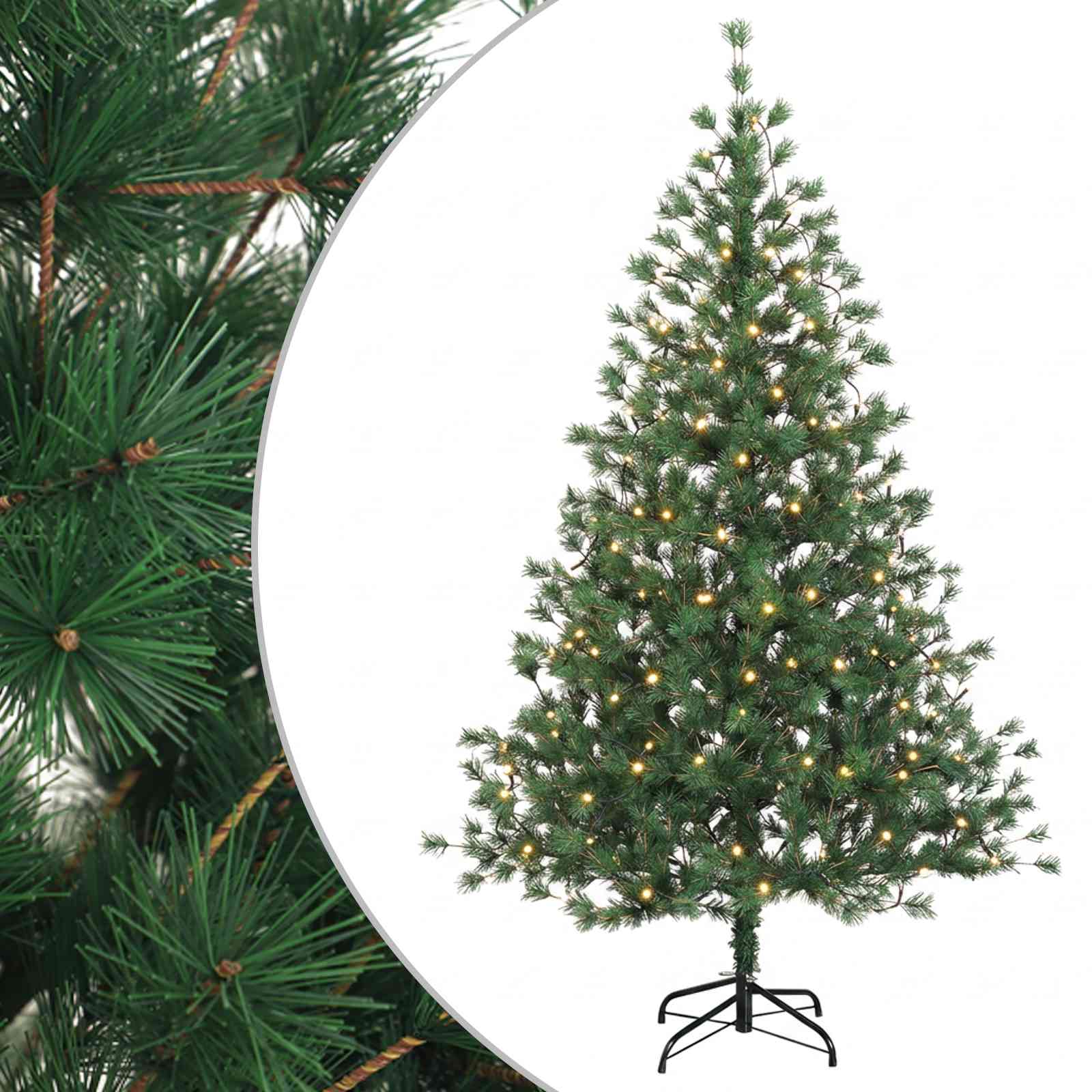 Albero di Natale Artificiale con Rami Pieghevoli 150 cm 150 LED