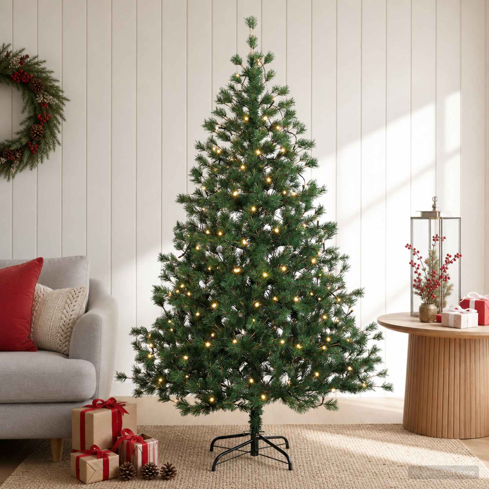 Albero di Natale Artificiale con Rami Pieghevoli 150 cm 150 LED