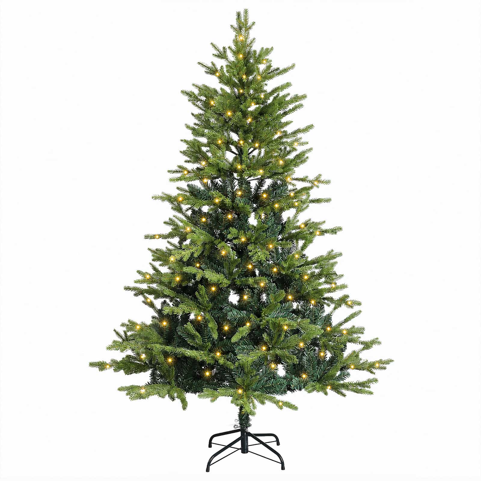 Albero di Natale Artificiale con Rami Pieghevoli 120 cm 150 LED