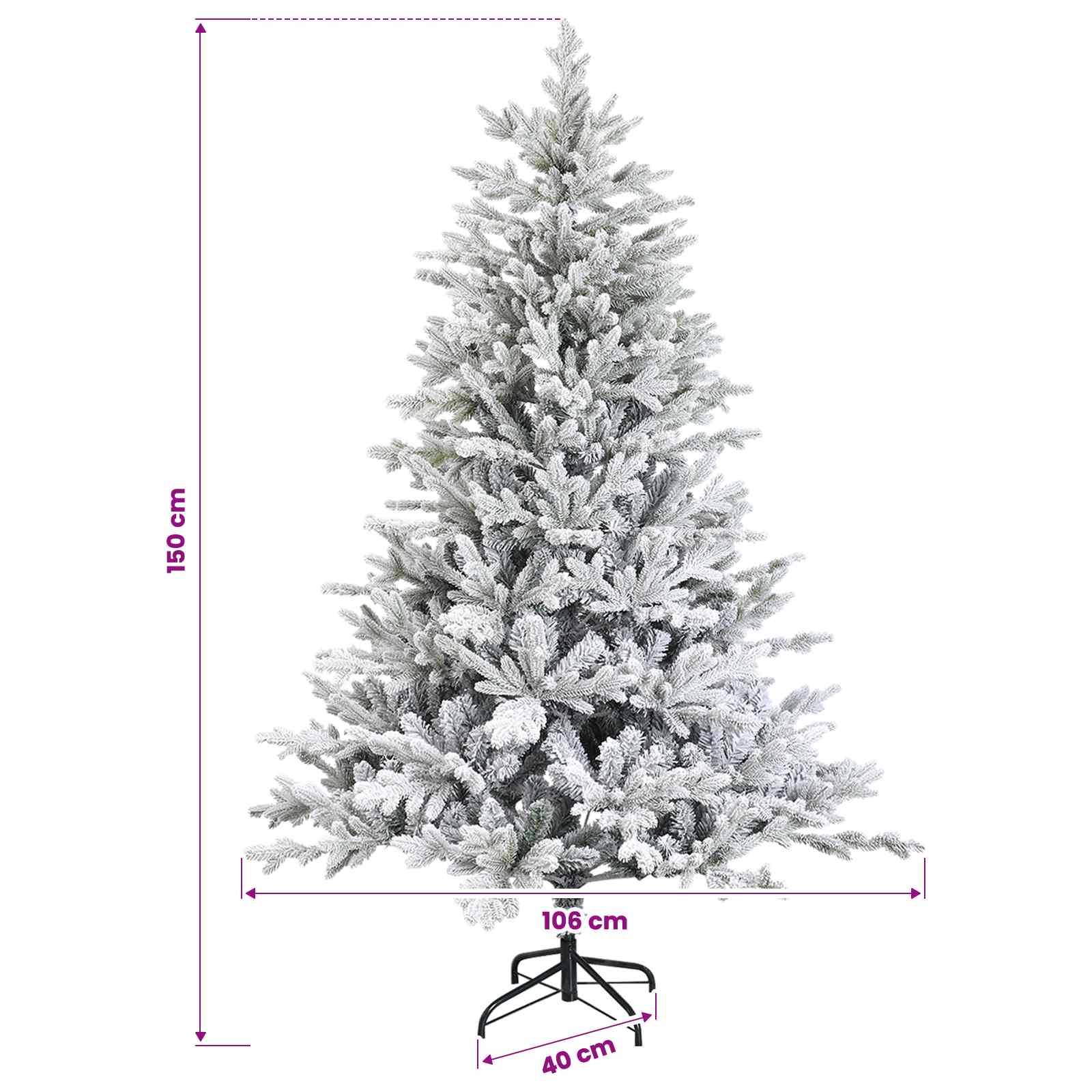 Albero di Natale Artificiale con Rami Pieghevoli 150 cm 150 LED