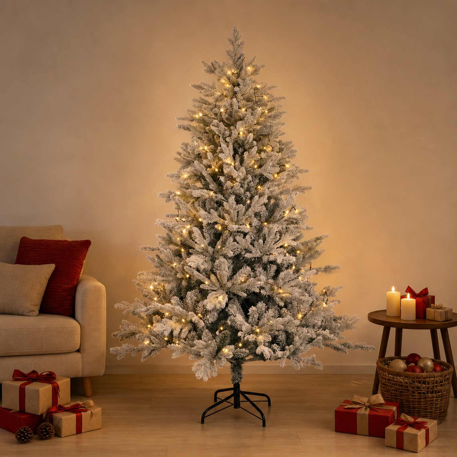 Albero di Natale Artificiale con Rami Pieghevoli 150 cm 150 LED