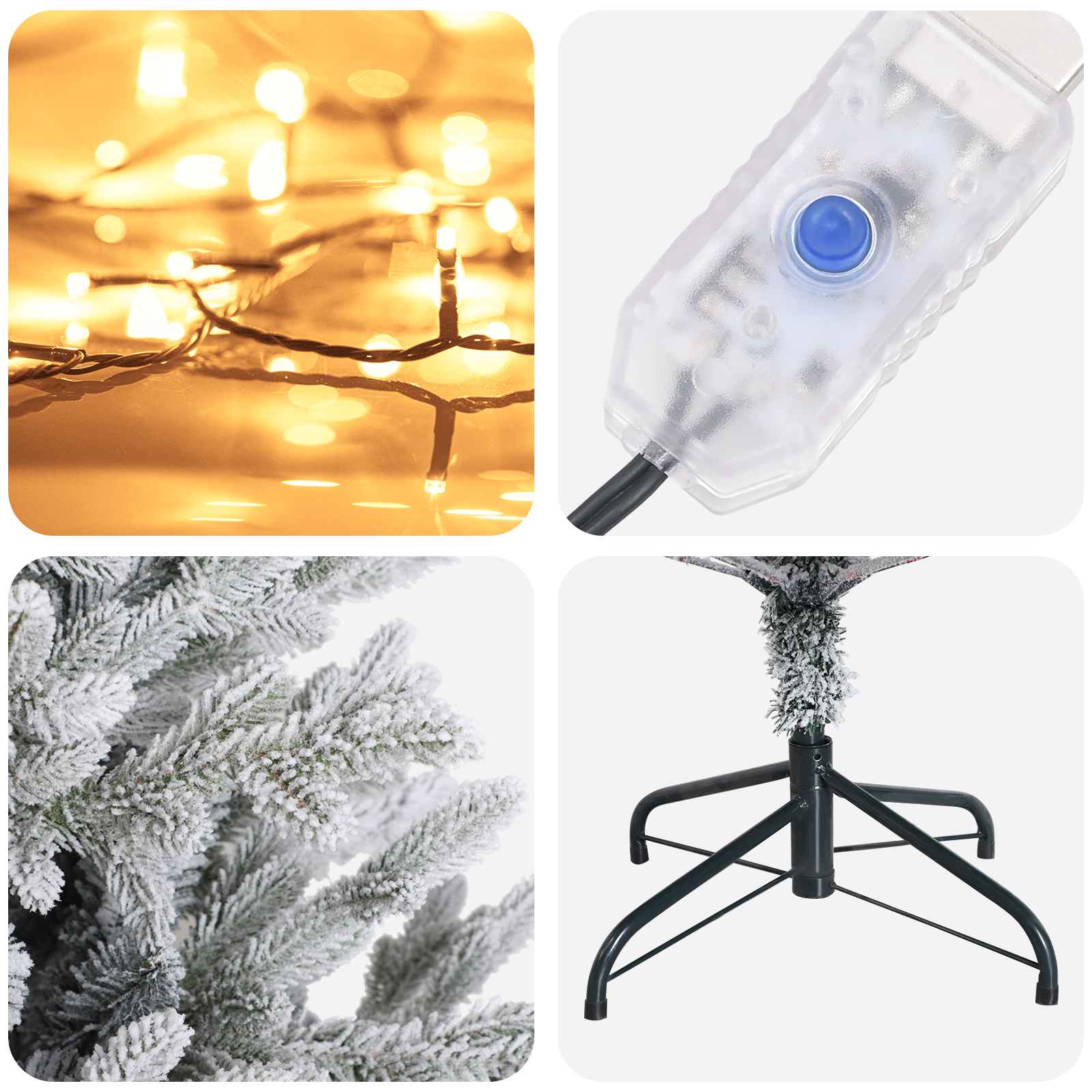 Albero di Natale Artificiale con Rami Pieghevoli 150 cm 150 LED