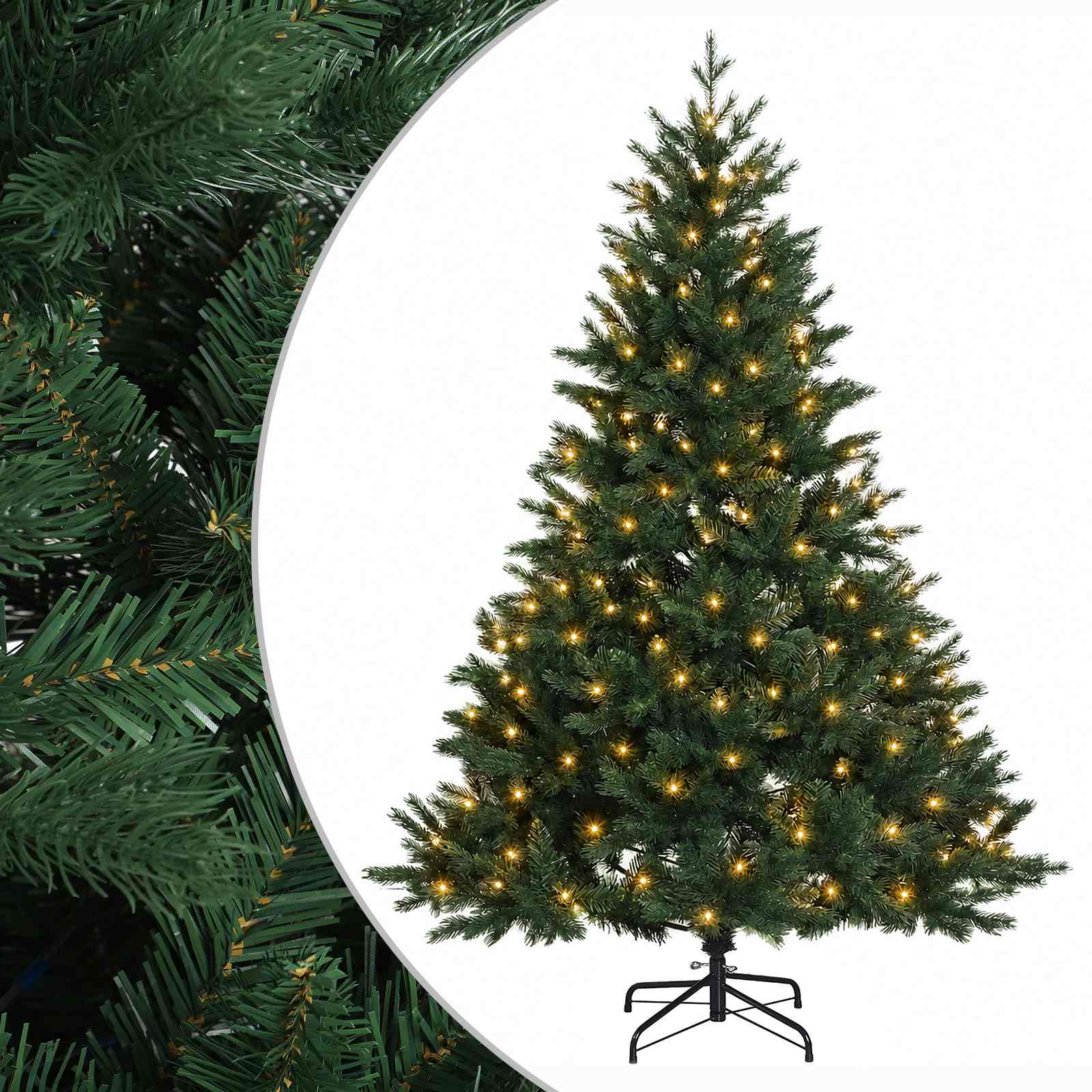 Albero di Natale Artificiale con Rami Pieghevoli 120 cm 150 LED
