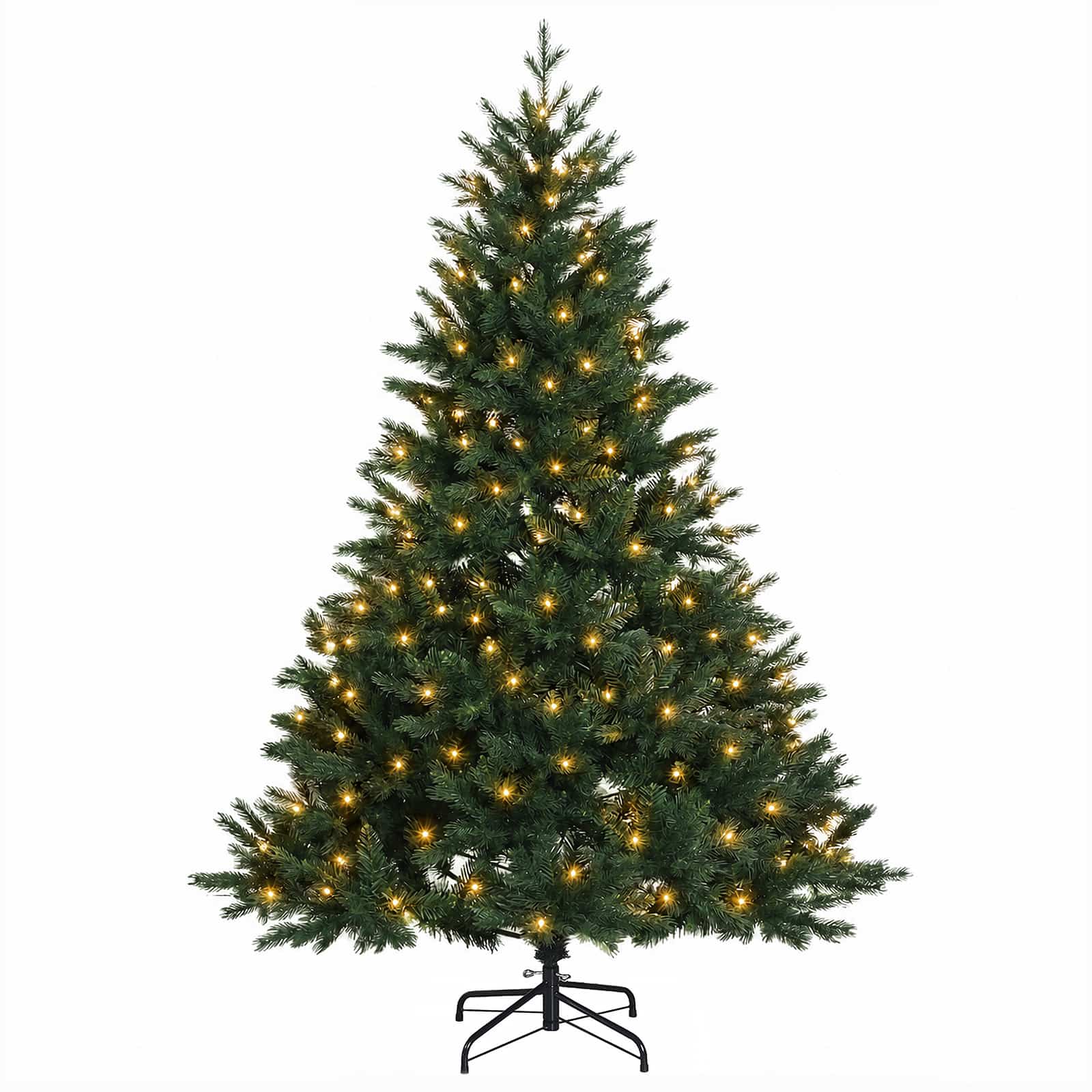 Albero di Natale Artificiale con Rami Pieghevoli 150 cm 150 LED