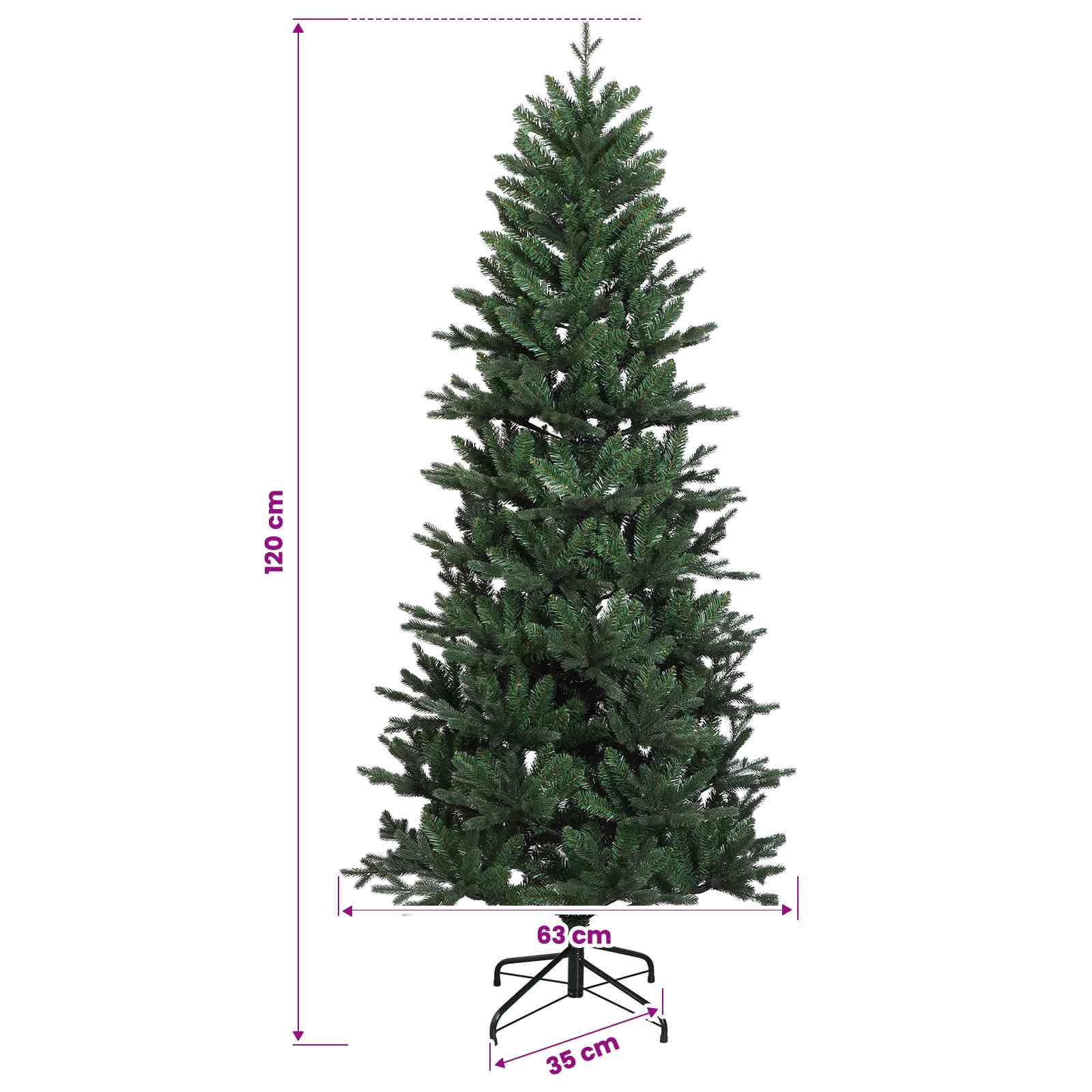 Albero di Natale Artificiale con Rami Pieghevoli 120 cm 150 LED