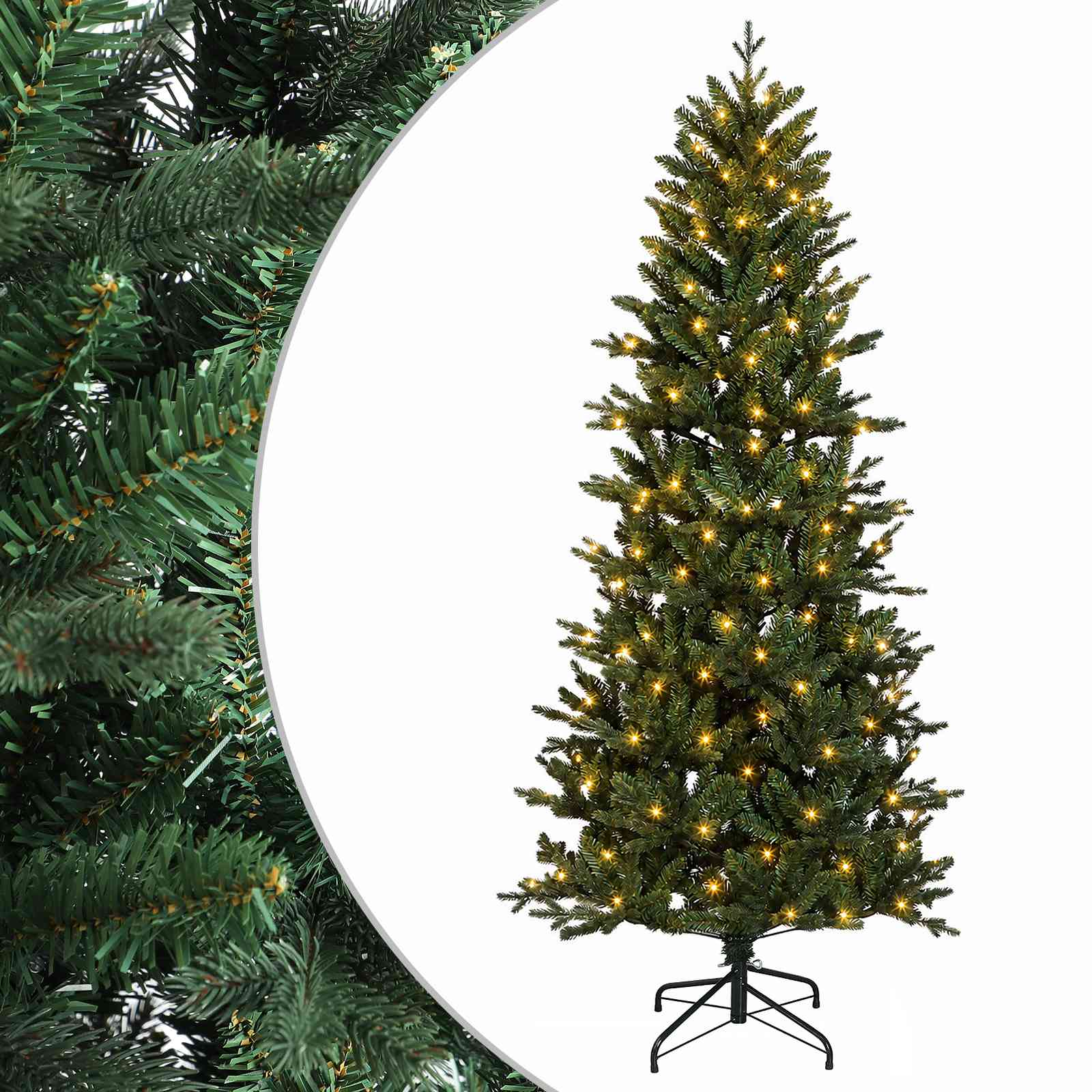 Albero di Natale Artificiale con Rami Pieghevoli 120 cm 150 LED