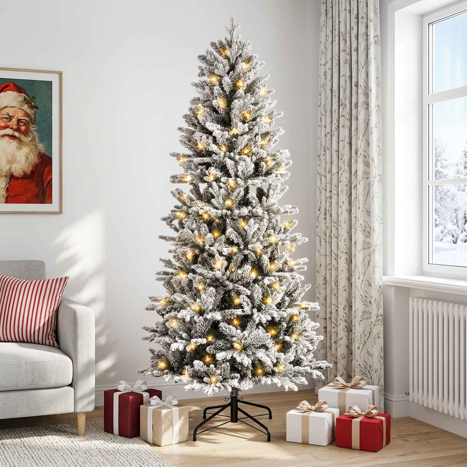 Albero di Natale Artificiale con Rami Pieghevoli 120 cm 150 LED