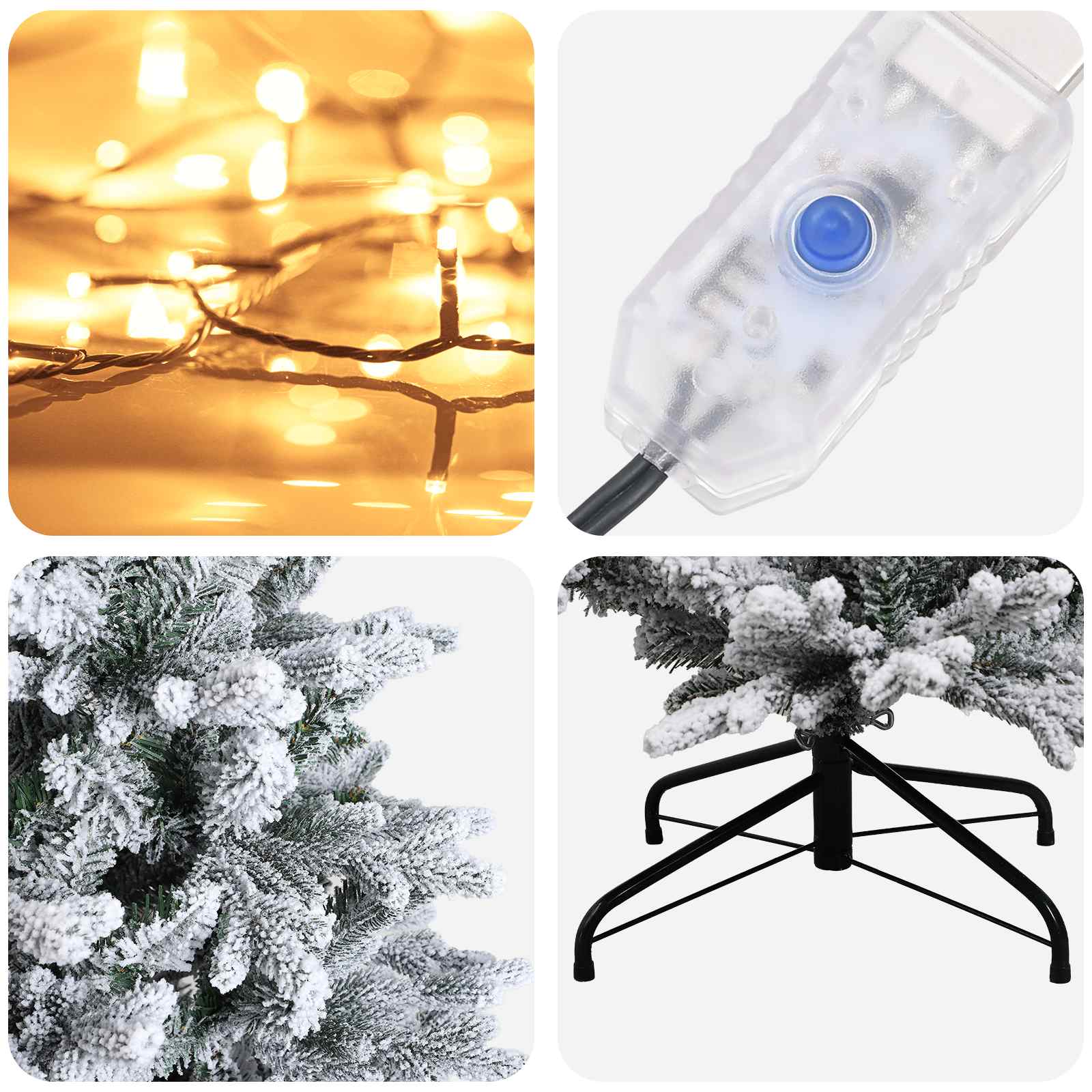 Albero di Natale Artificiale con Rami Pieghevoli 120 cm 150 LED