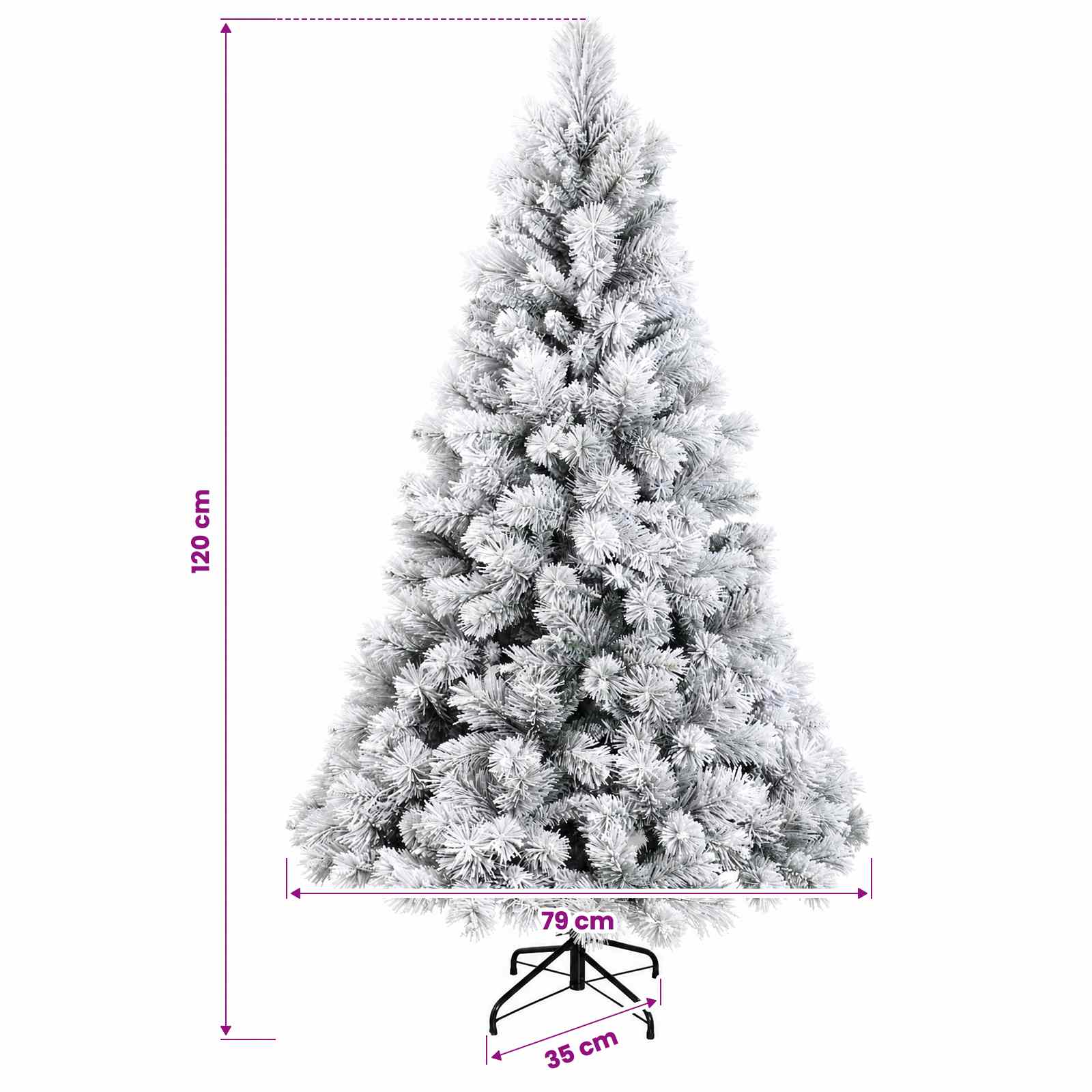 Albero di Natale Artificiale con Rami Pieghevoli 120 cm 150 LED