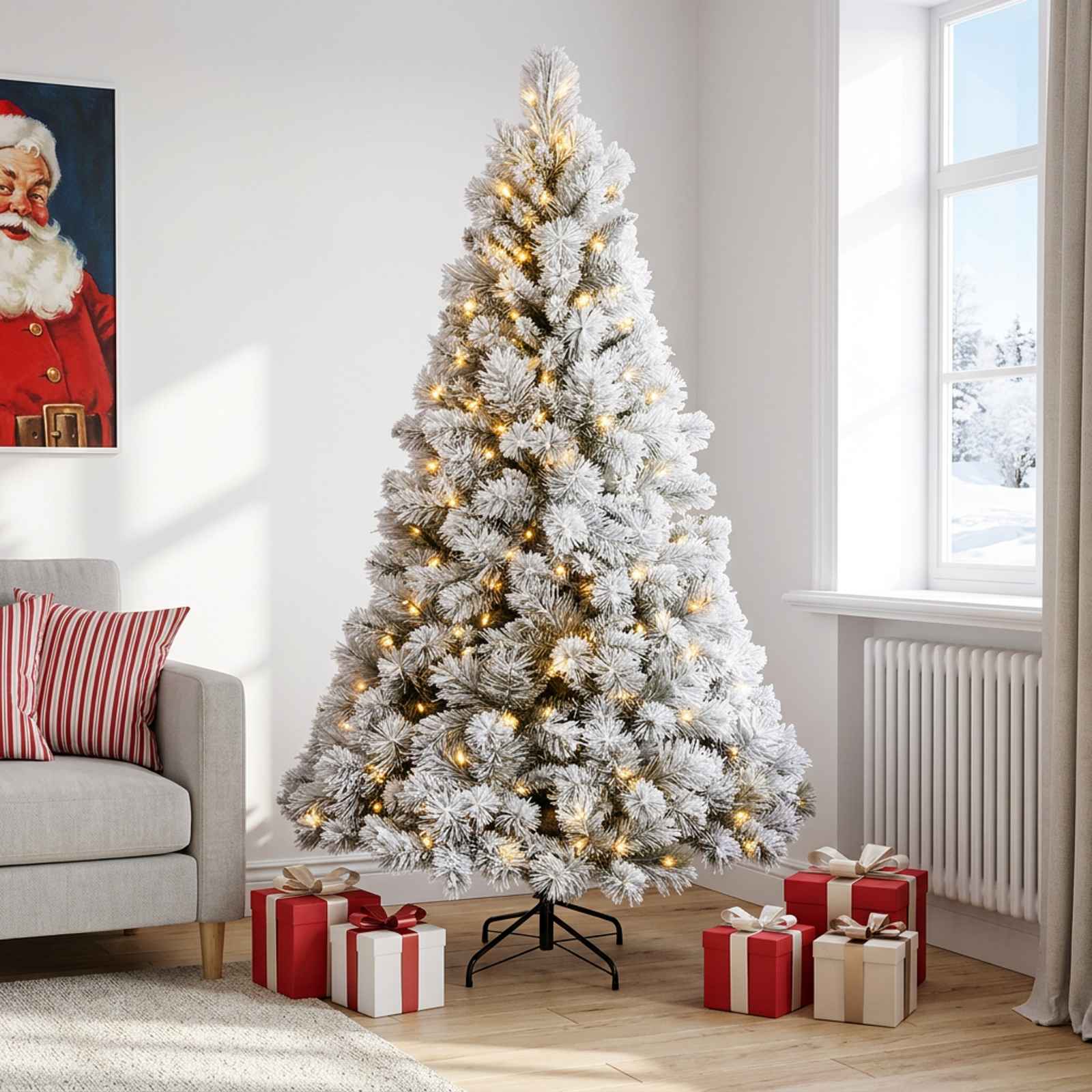 Albero di Natale Artificiale con Rami Pieghevoli 120 cm 150 LED