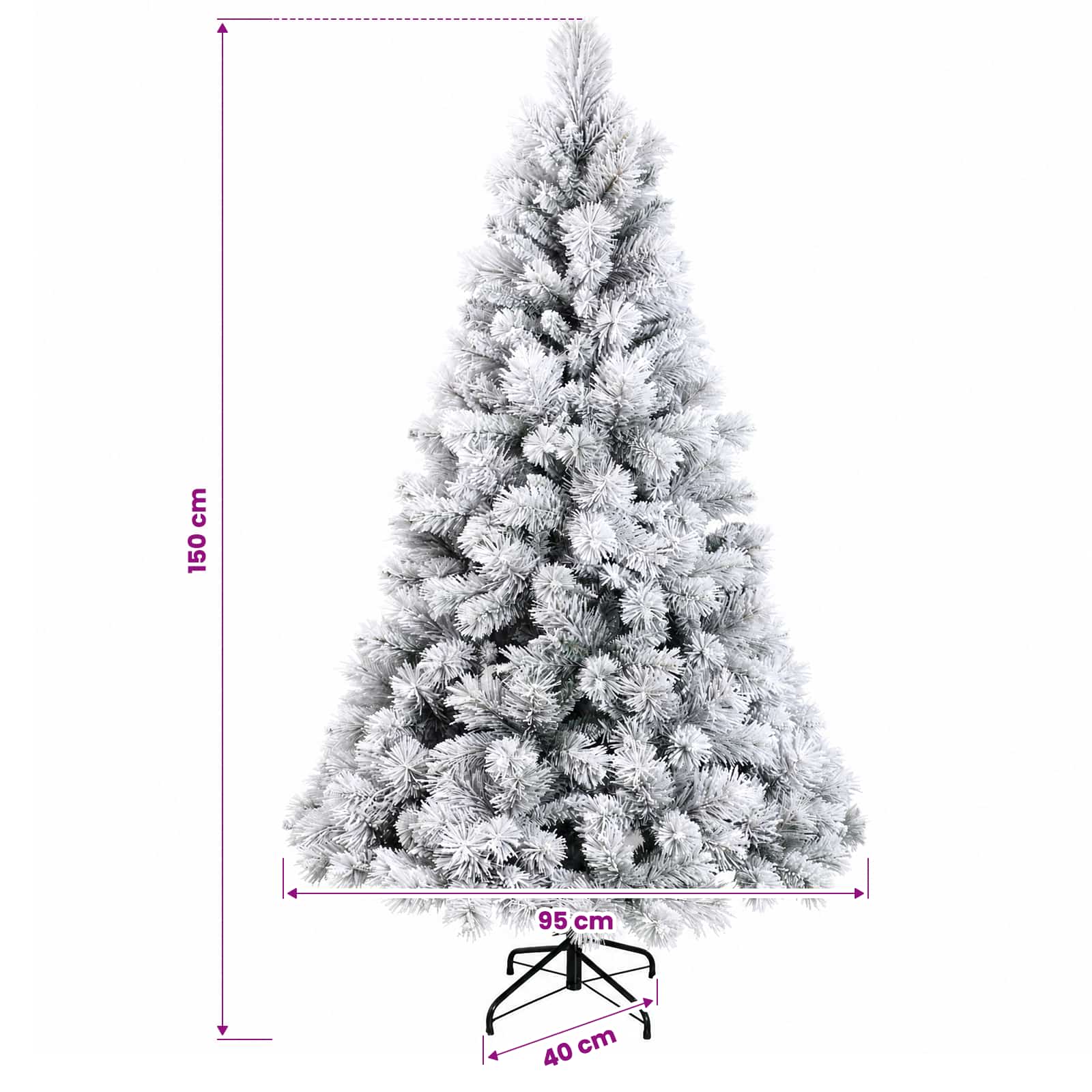 Albero di Natale Artificiale con Rami Pieghevoli 150 cm 150 LED