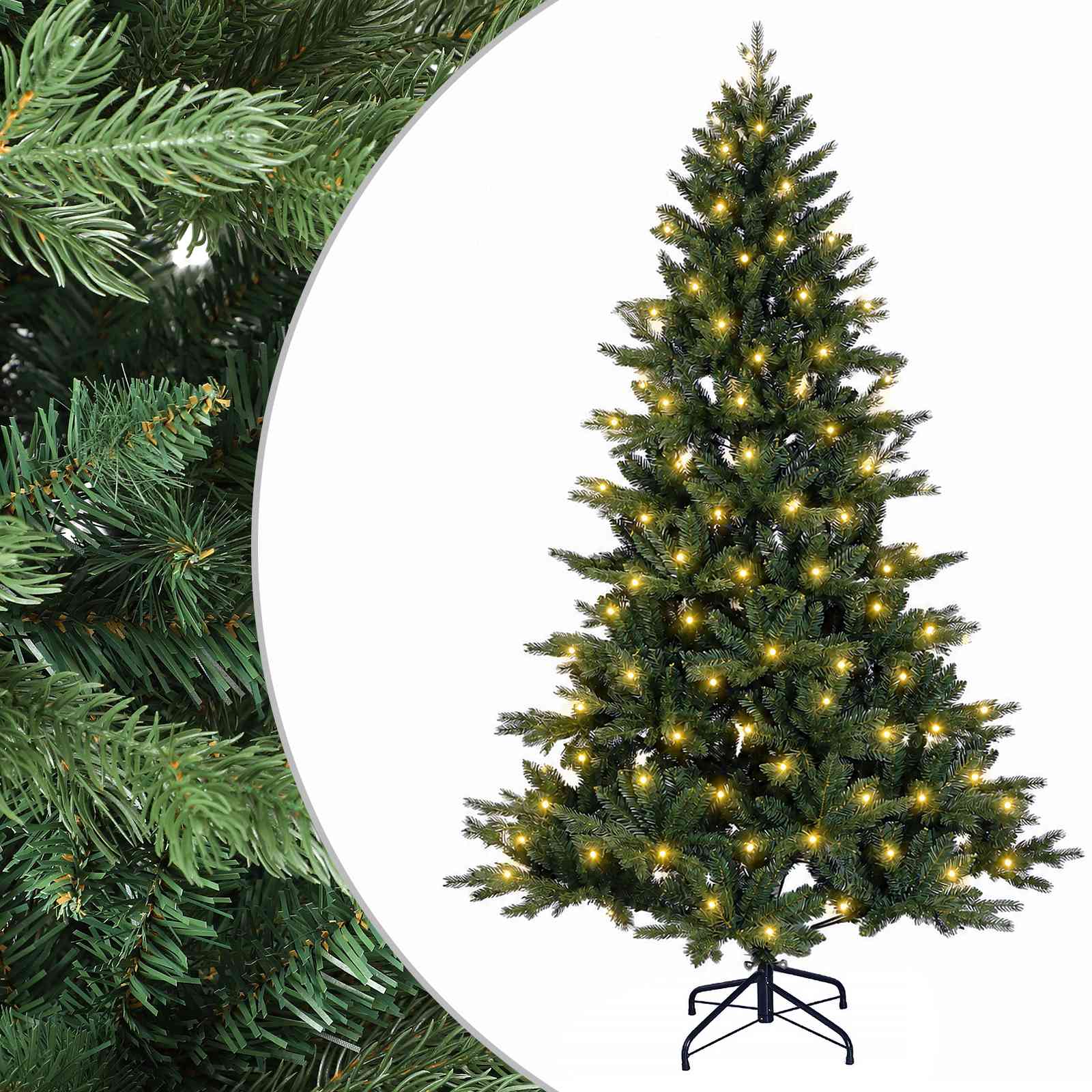 Albero di Natale Artificiale con Rami Pieghevoli 150 cm 150 LED