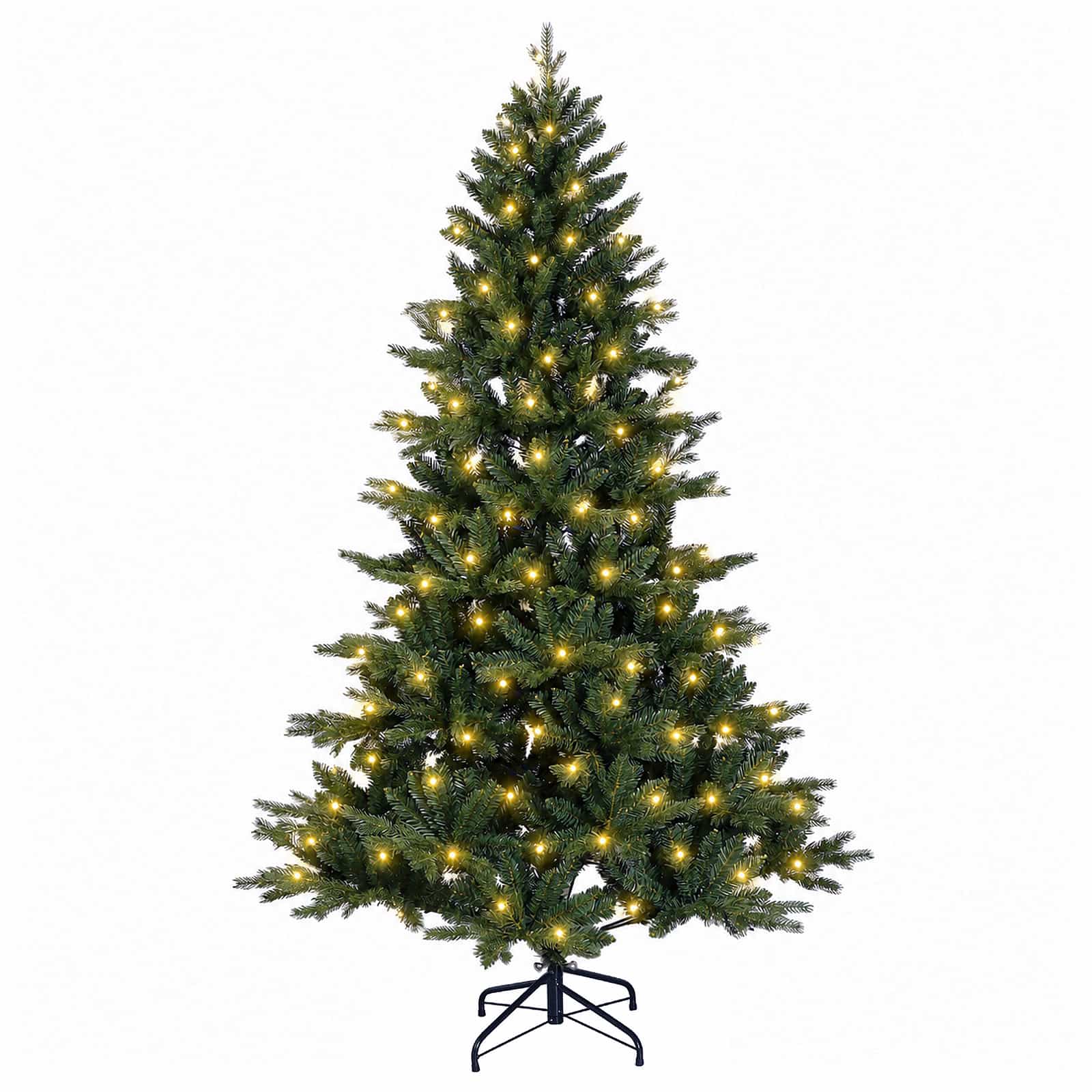 Albero di Natale Artificiale con Rami Pieghevoli 150 cm 150 LED