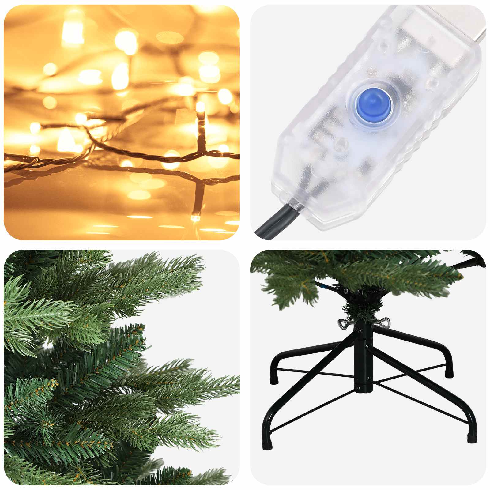 Albero di Natale Artificiale con Rami Pieghevoli 150 cm 150 LED