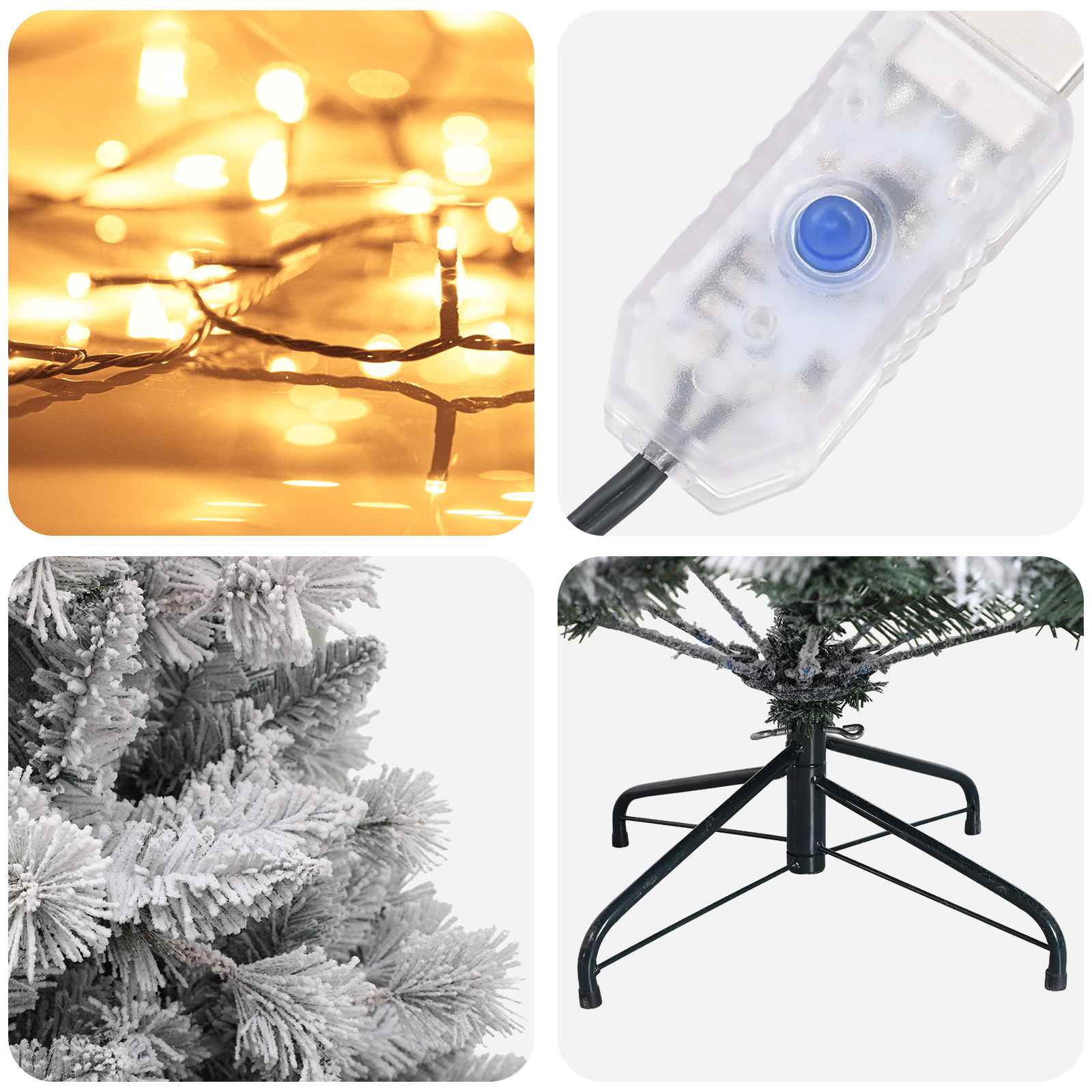 Albero di Natale Artificiale con Rami Pieghevoli 120 cm 150 LED