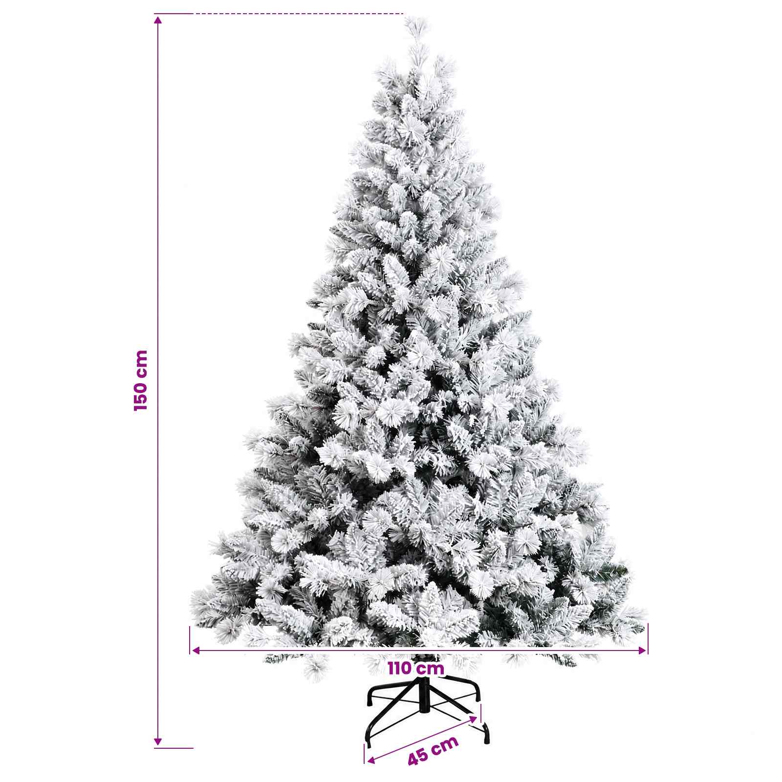 Albero di Natale Artificiale con Rami Pieghevoli 150 cm 150 LED