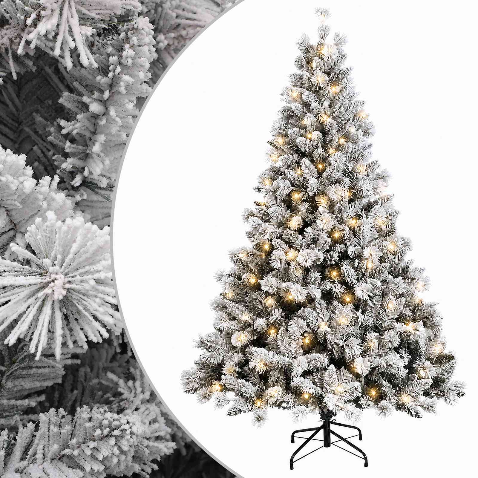 Albero di Natale Artificiale con Rami Pieghevoli 150 cm 150 LED