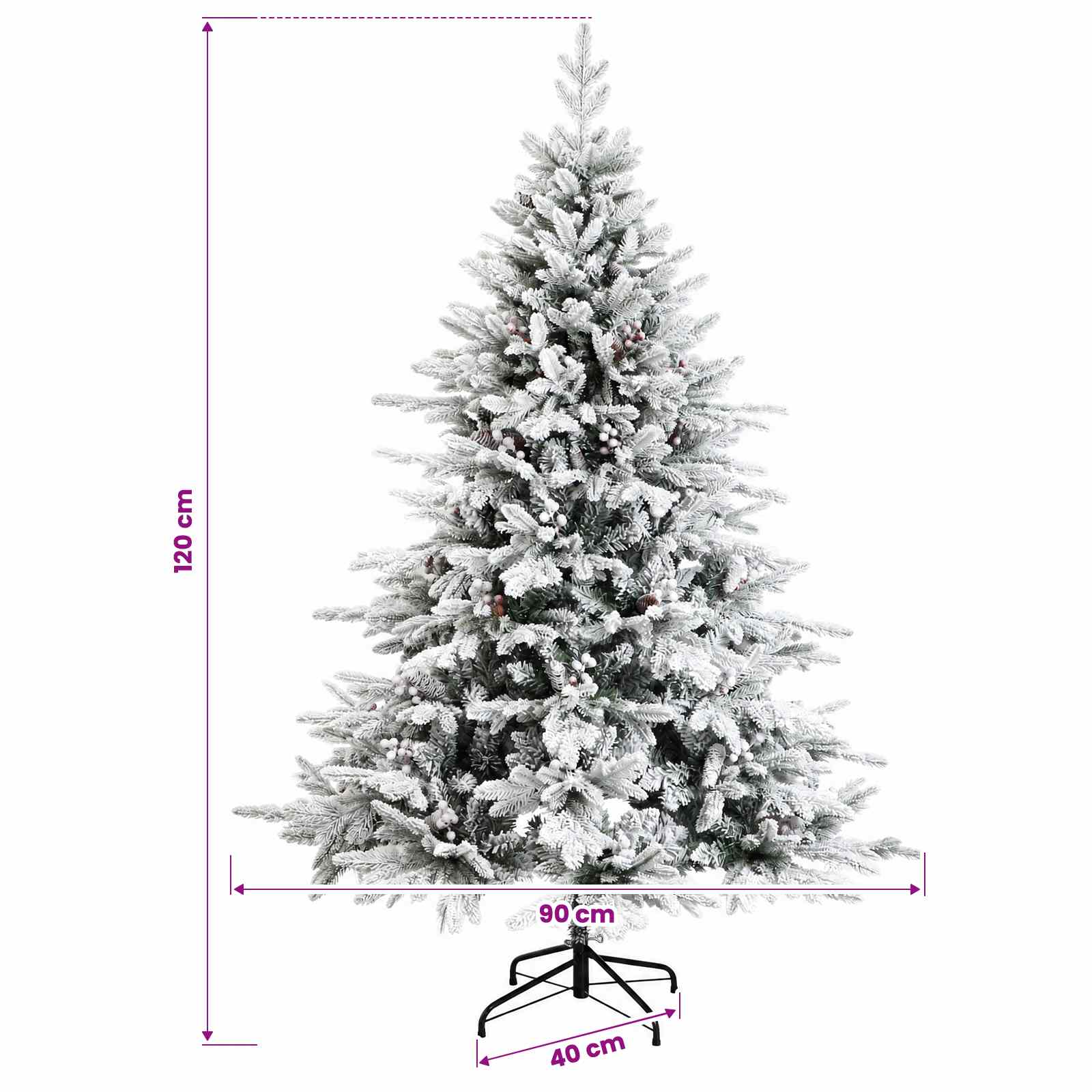 Albero di Natale Artificiale con Rami Pieghevoli 120 cm 150 LED