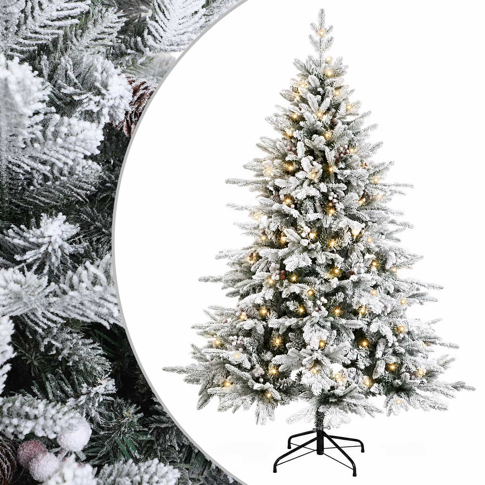 Albero di Natale Artificiale con Rami Pieghevoli 120 cm 150 LED