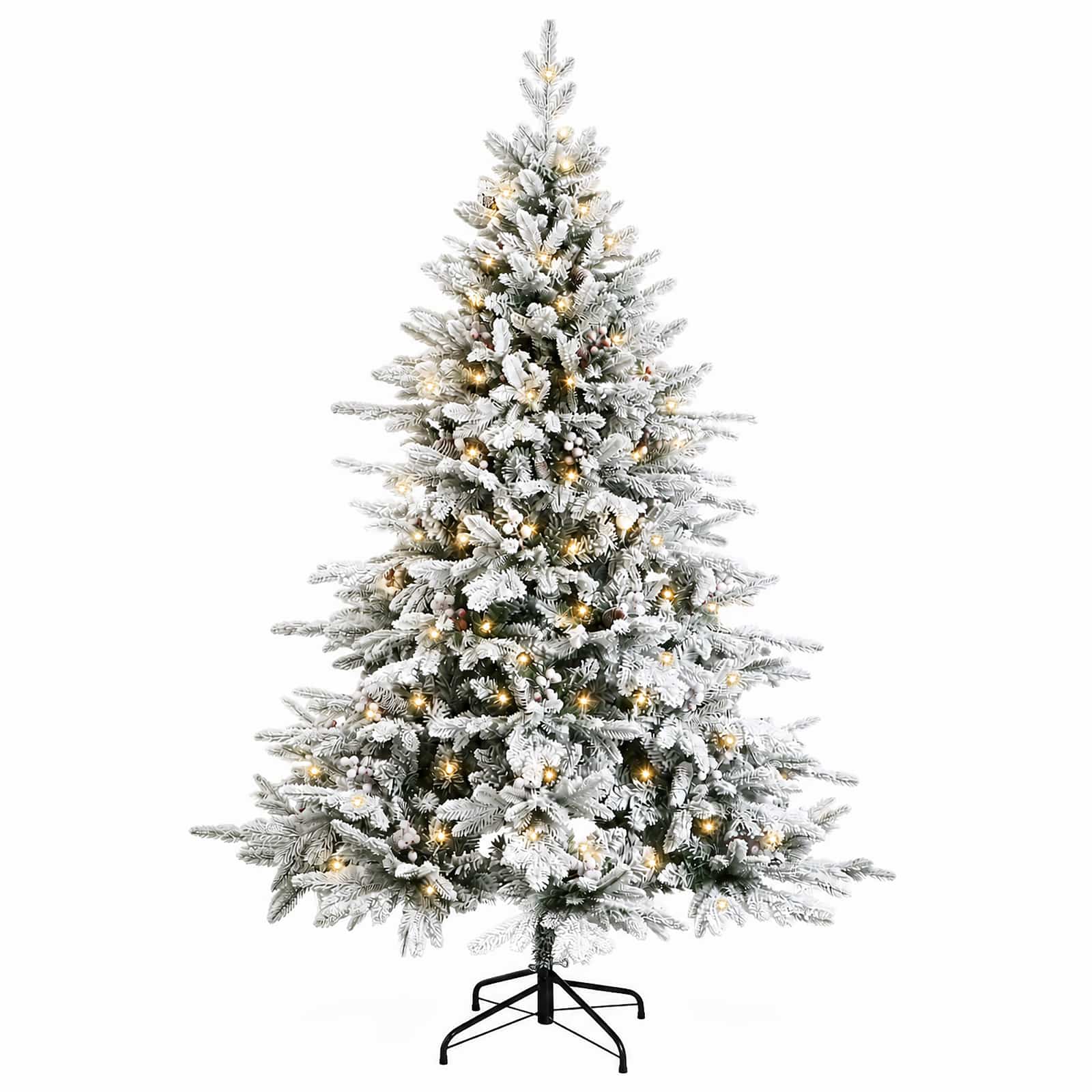 Albero di Natale Artificiale con Rami Pieghevoli 120 cm 150 LED