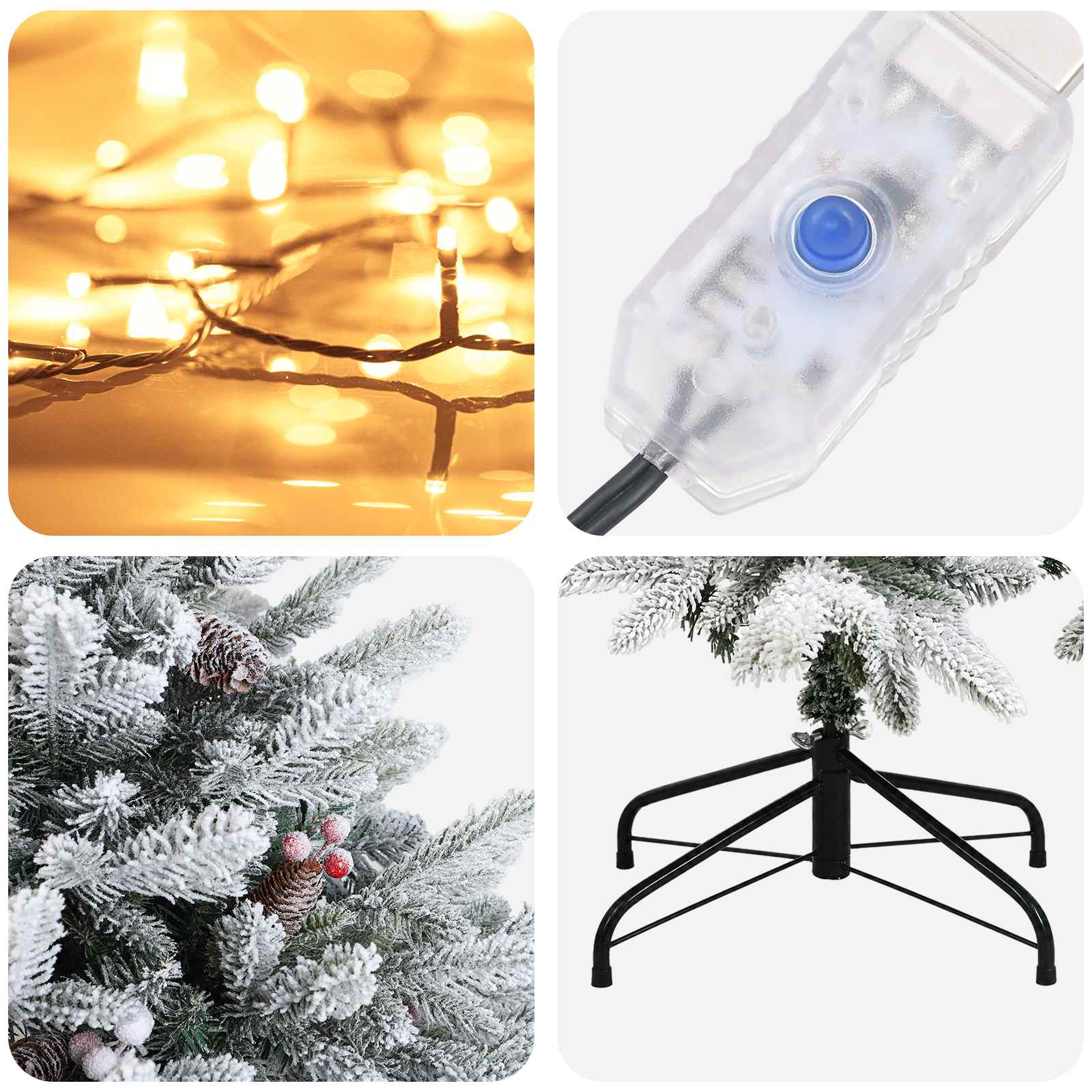 Albero di Natale Artificiale con Rami Pieghevoli 120 cm 150 LED