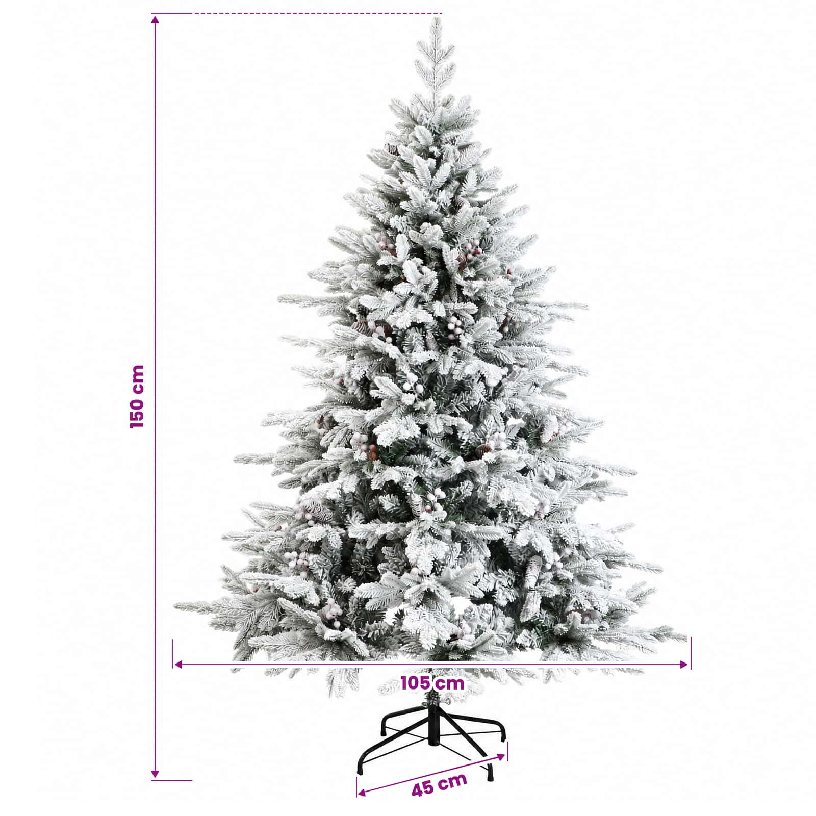Albero di Natale Artificiale con Rami Pieghevoli 150 cm 150 LED