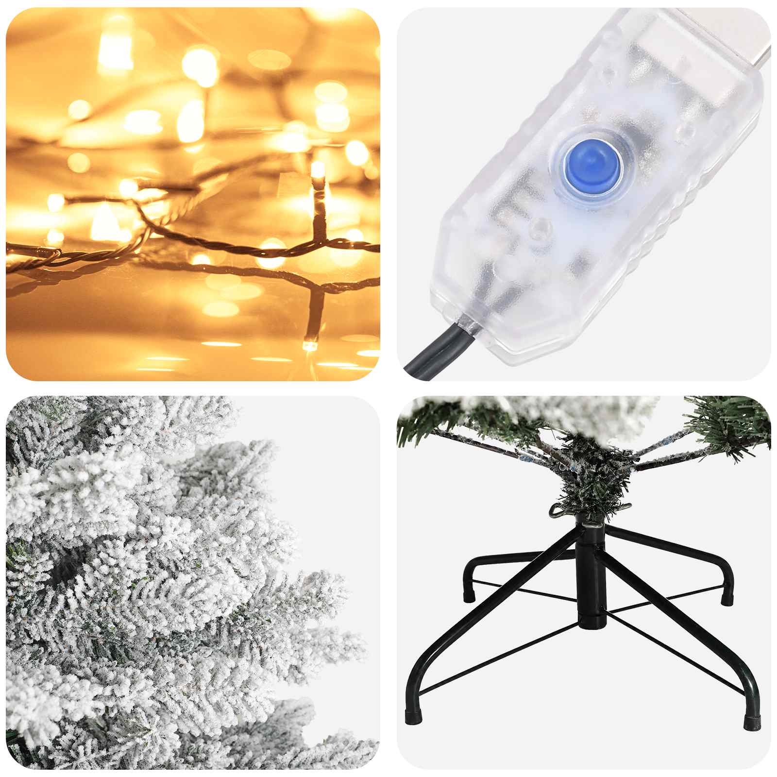 Albero di Natale Artificiale con Rami Pieghevoli 120 cm 150 LED