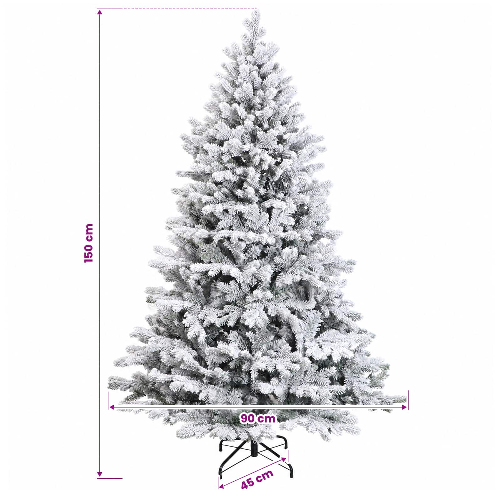 Albero di Natale Artificiale con Rami Pieghevoli 150 cm 150 LED