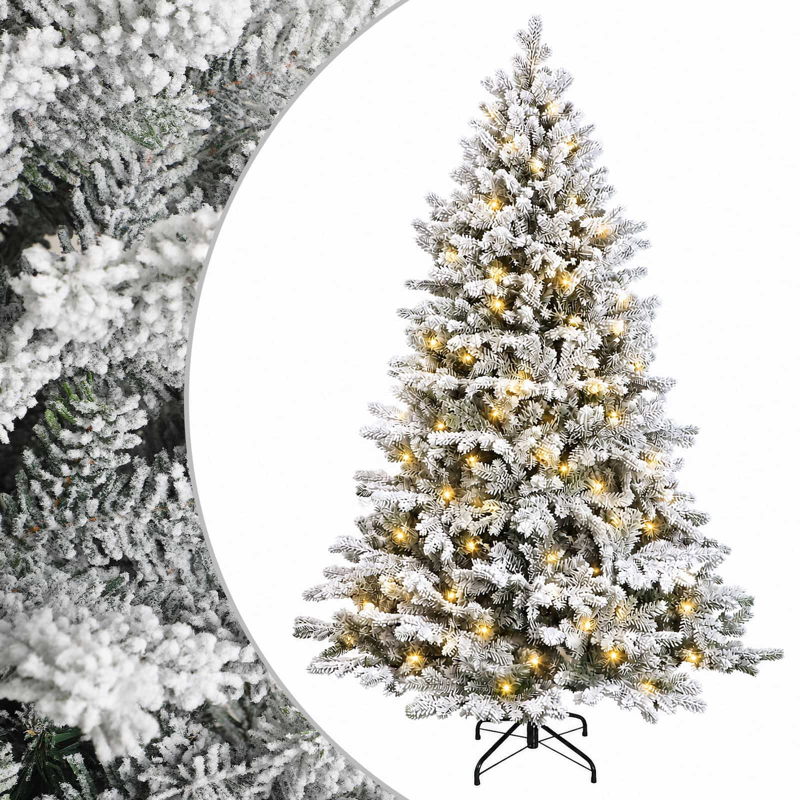 Albero di Natale Artificiale con Rami Pieghevoli 150 cm 150 LED