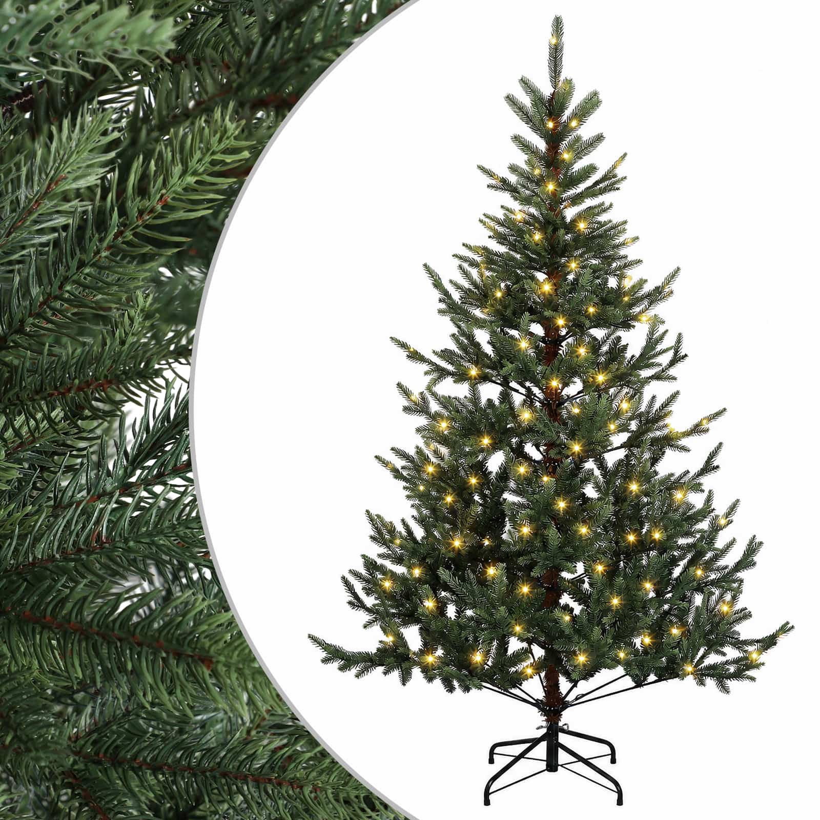Albero di Natale Artificiale con Rami Pieghevoli 120 cm 150 LED