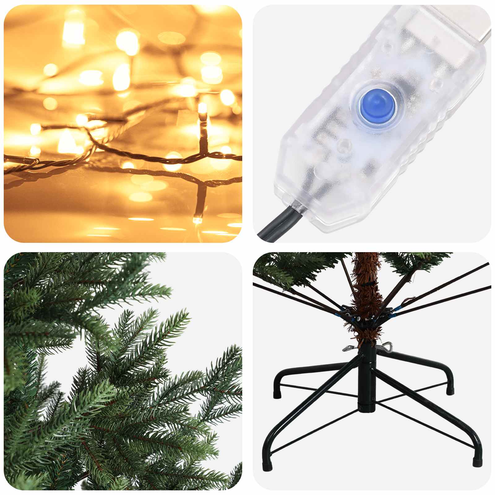 Albero di Natale Artificiale con Rami Pieghevoli 120 cm 150 LED