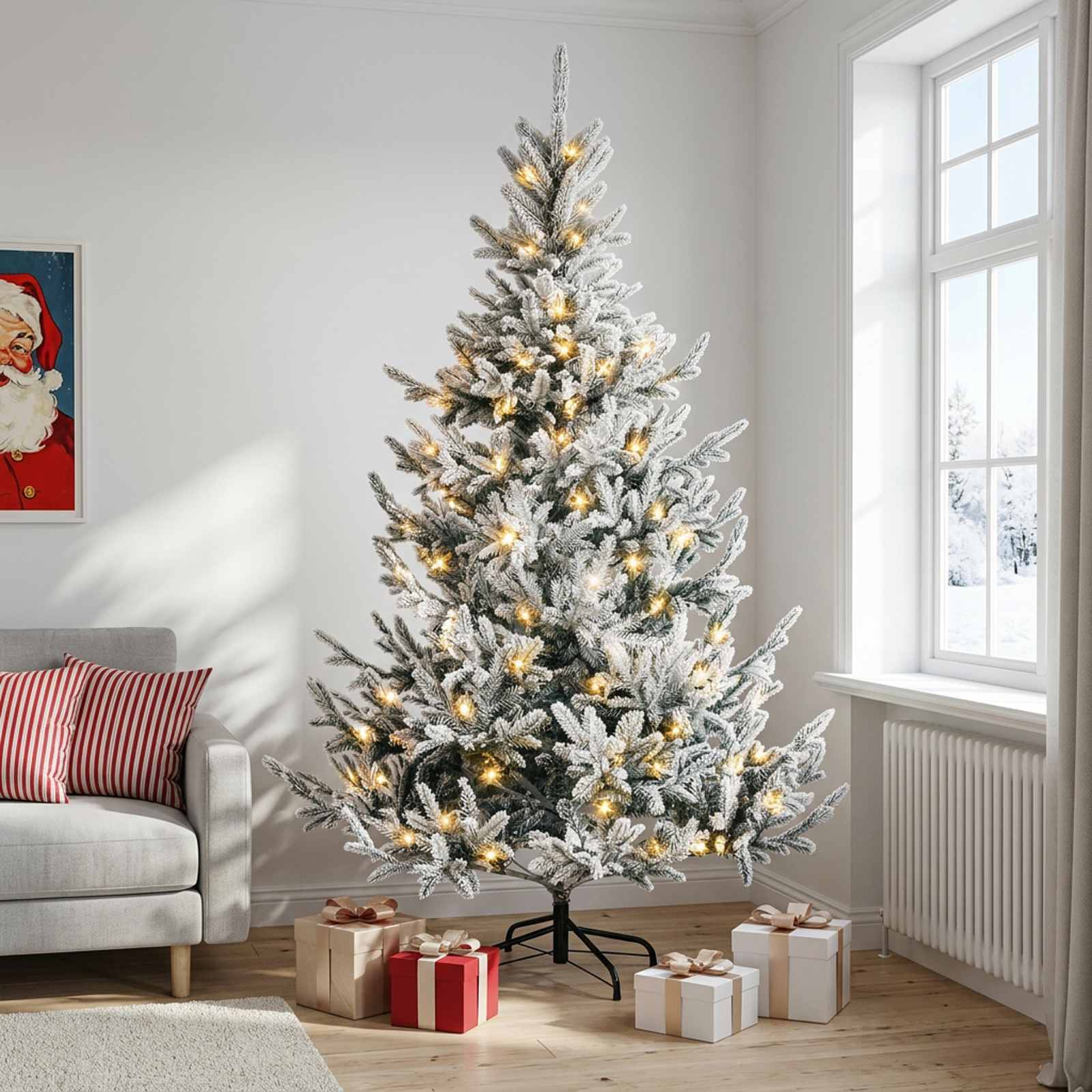Albero di Natale Artificiale con Rami Pieghevoli 120 cm 150 LED