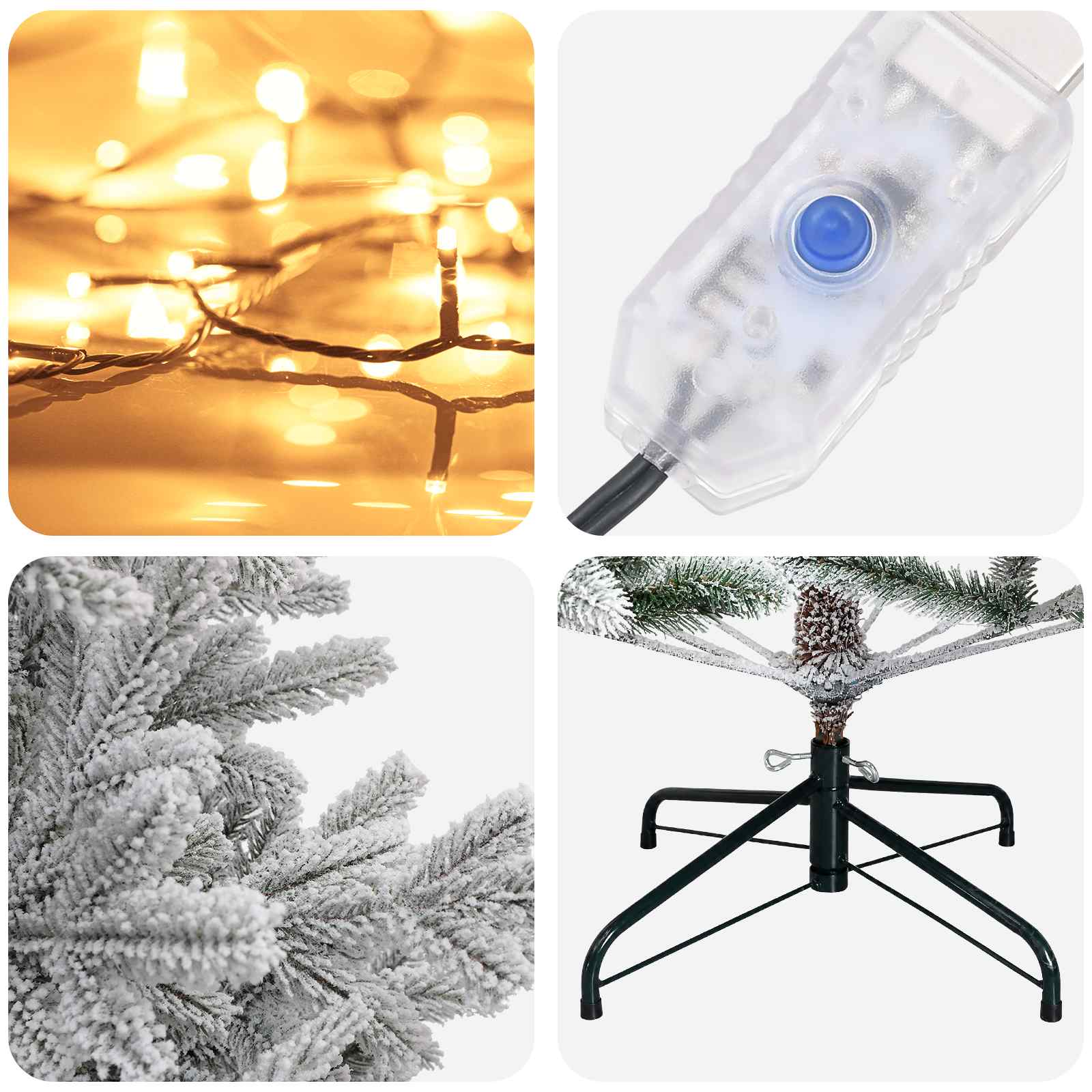 Albero di Natale Artificiale con Rami Pieghevoli 120 cm 150 LED