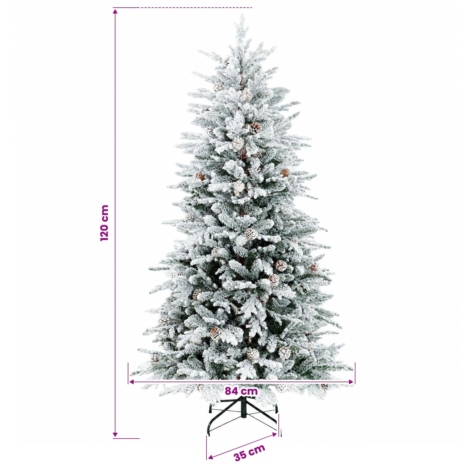 Albero di Natale Artificiale con Rami Pieghevoli 120 cm 150 LED