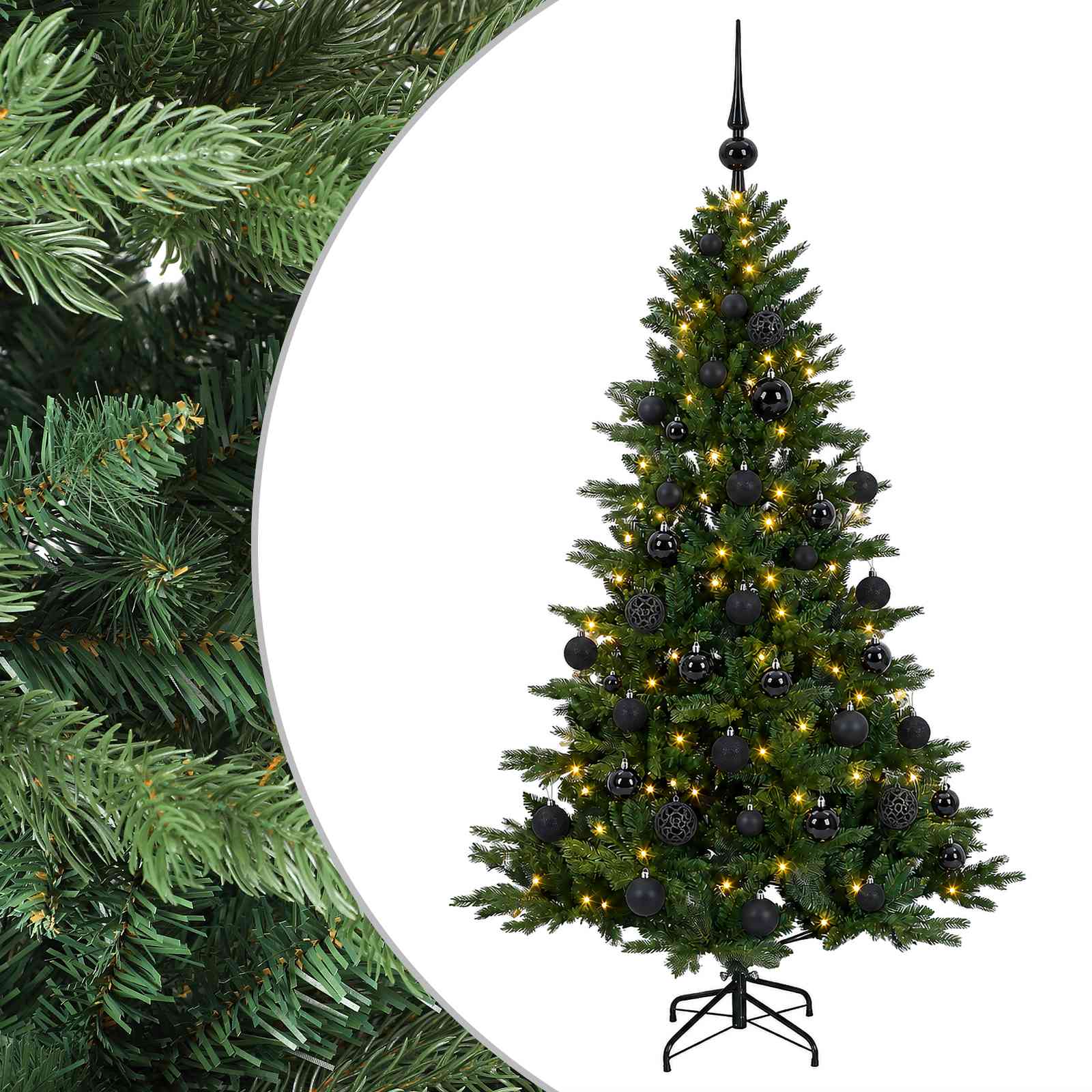 Albero di Natale artificiale con palline 120 cm 150 LED
