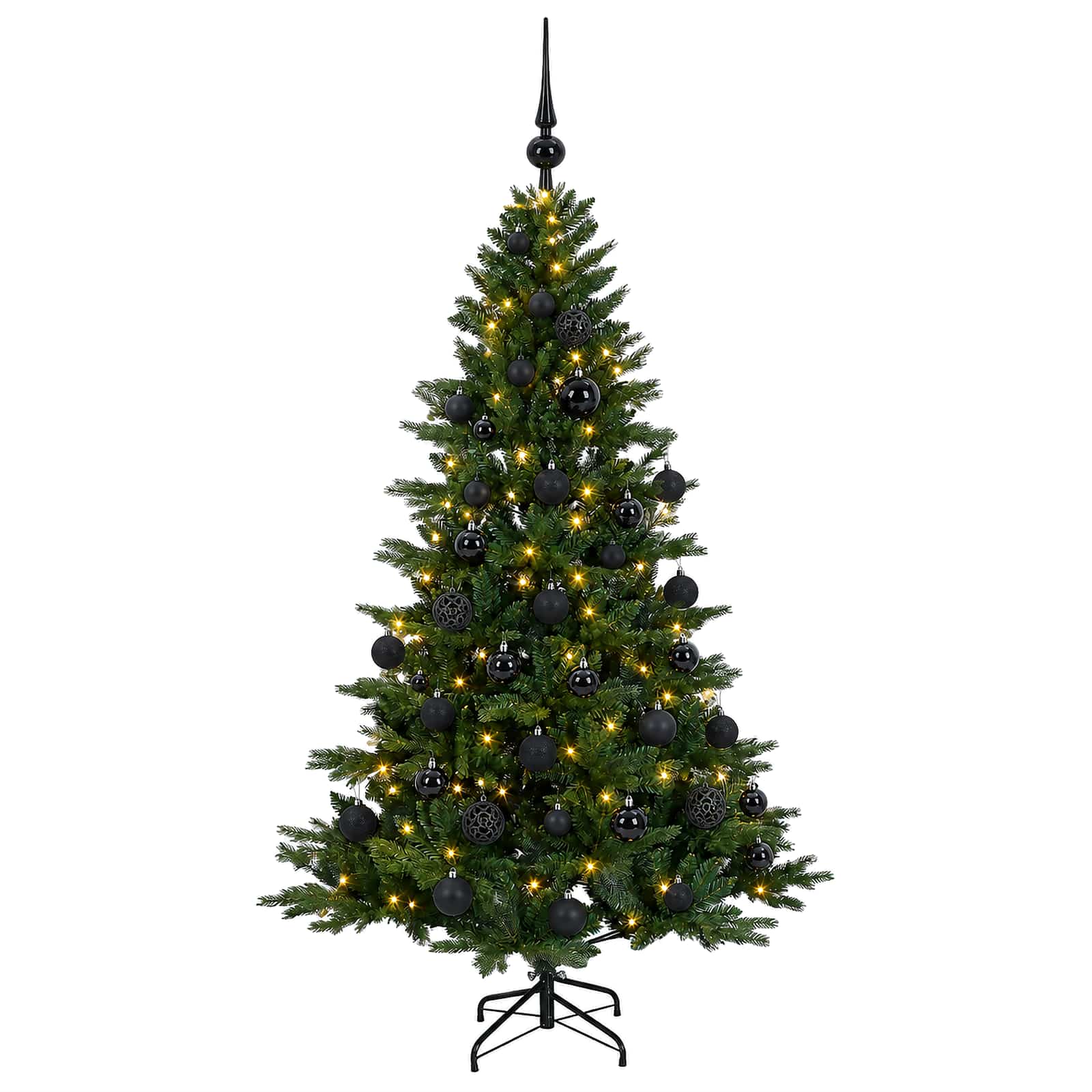 Albero di Natale artificiale con palline 120 cm 150 LED