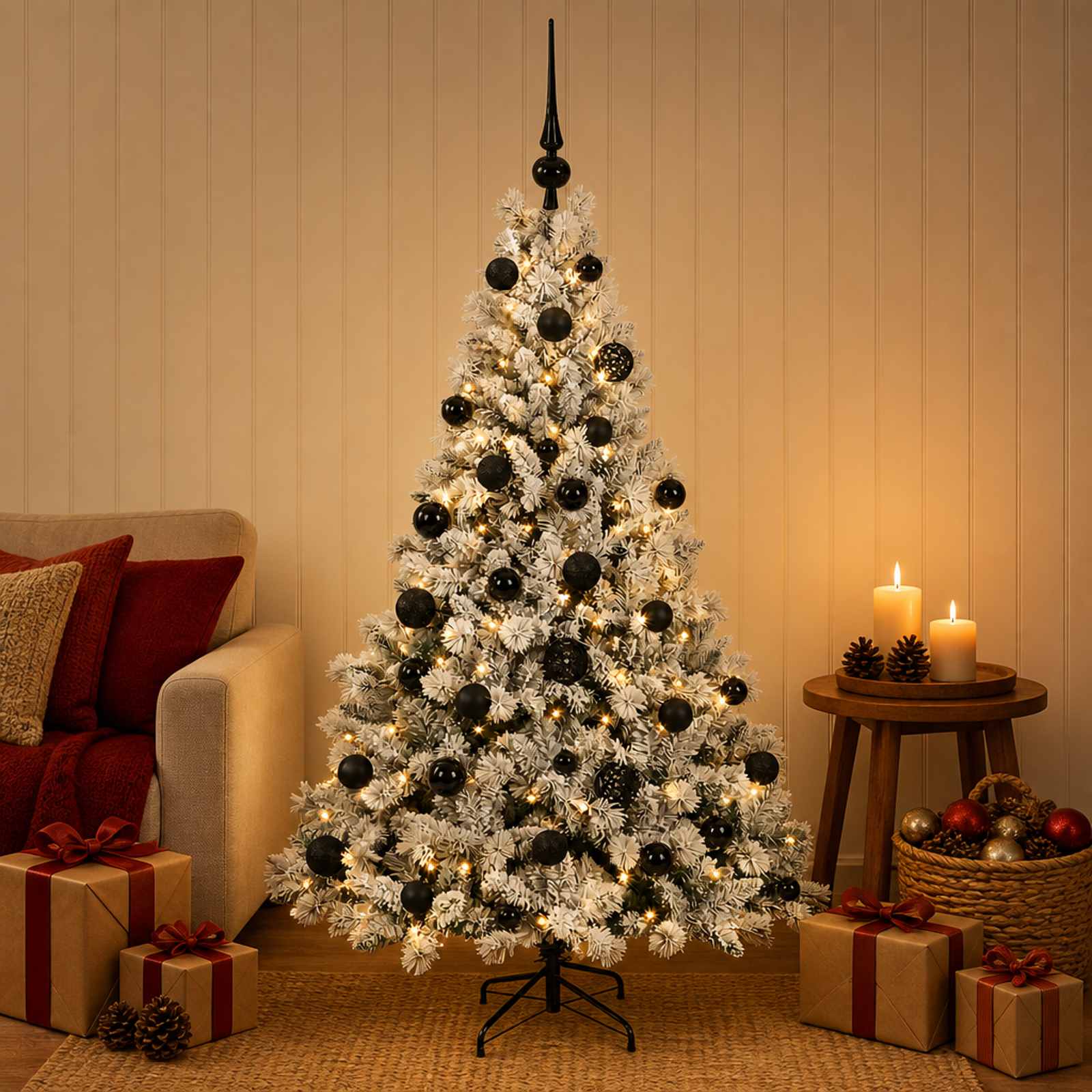 Albero di Natale Artificiale con Palline 120 cm 150 LED