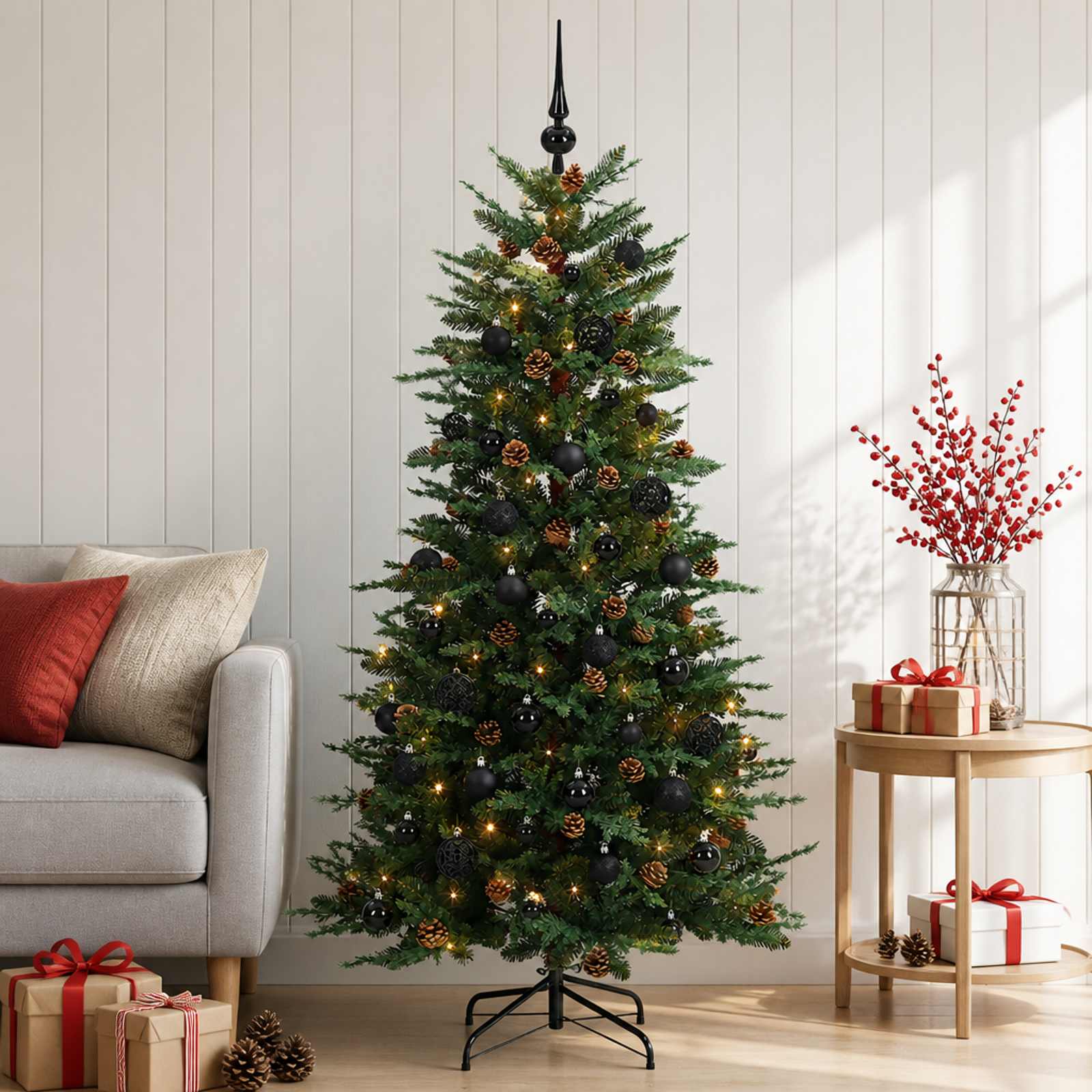 Albero di Natale Artificiale con Rami Pieghevoli 120 cm 150 LED