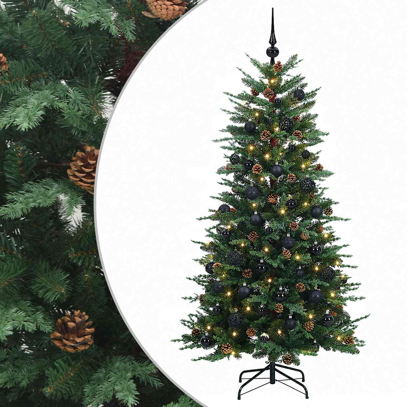 Albero di Natale Artificiale con Rami Pieghevoli 120 cm 150 LED