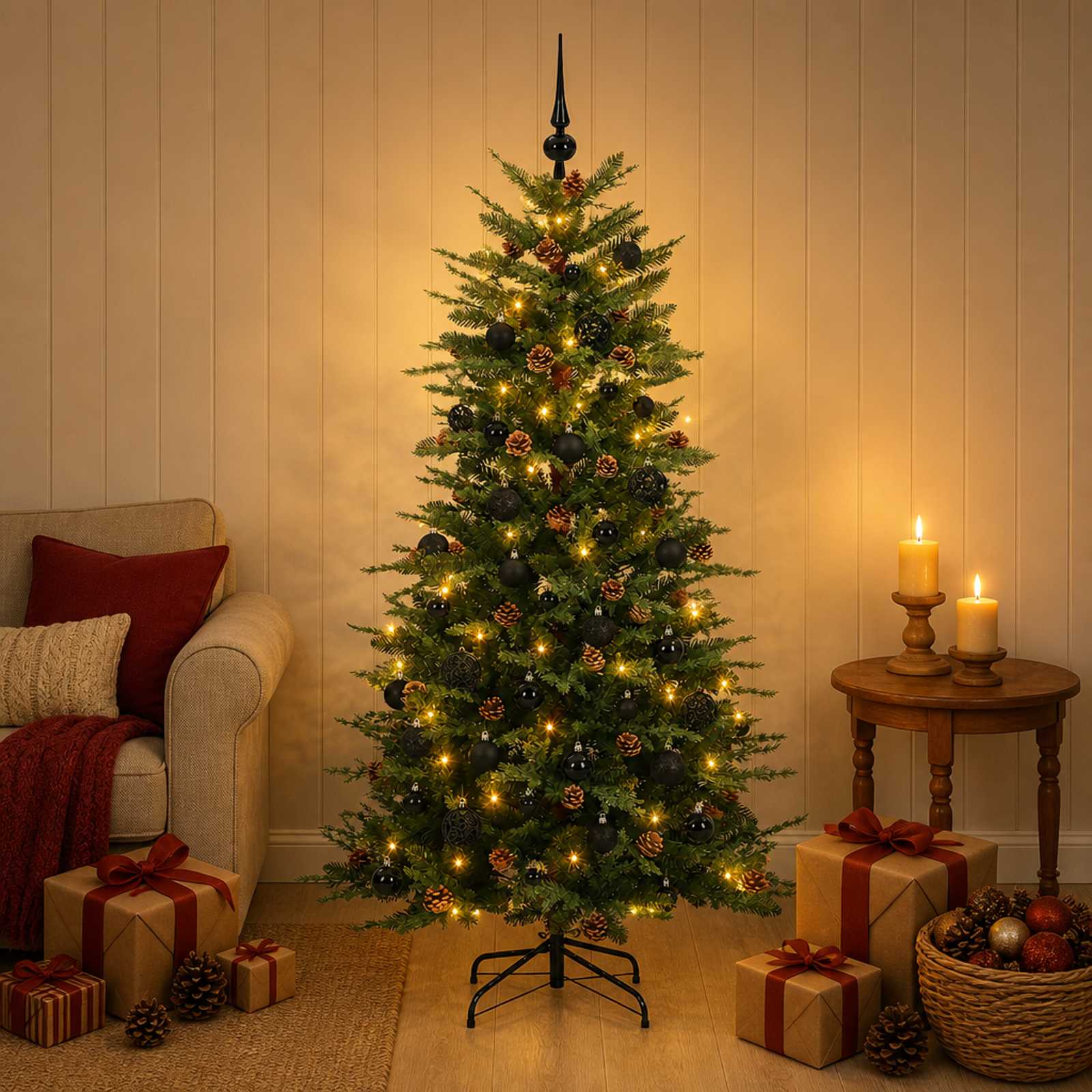 Albero di Natale Artificiale con Rami Pieghevoli 120 cm 150 LED