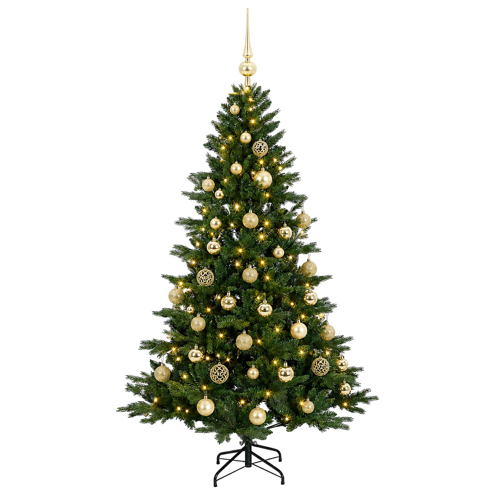 Albero di Natale artificiale con palline 150 cm 150 LED