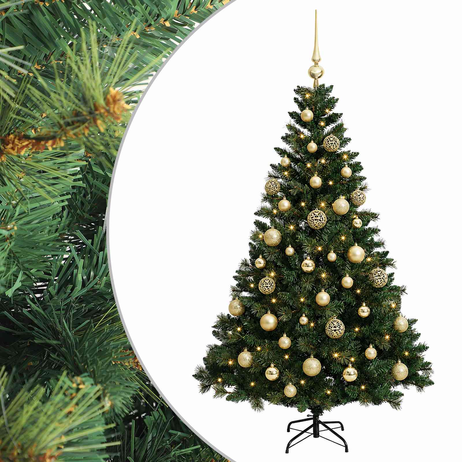 Albero di Natale Artificiale con Palline 150 cm 150 LED