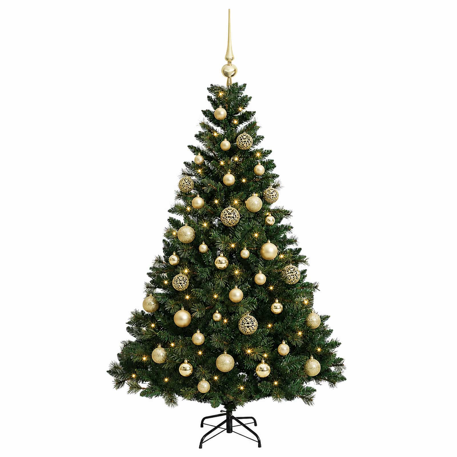 Albero di Natale Artificiale con Palline 150 cm 150 LED