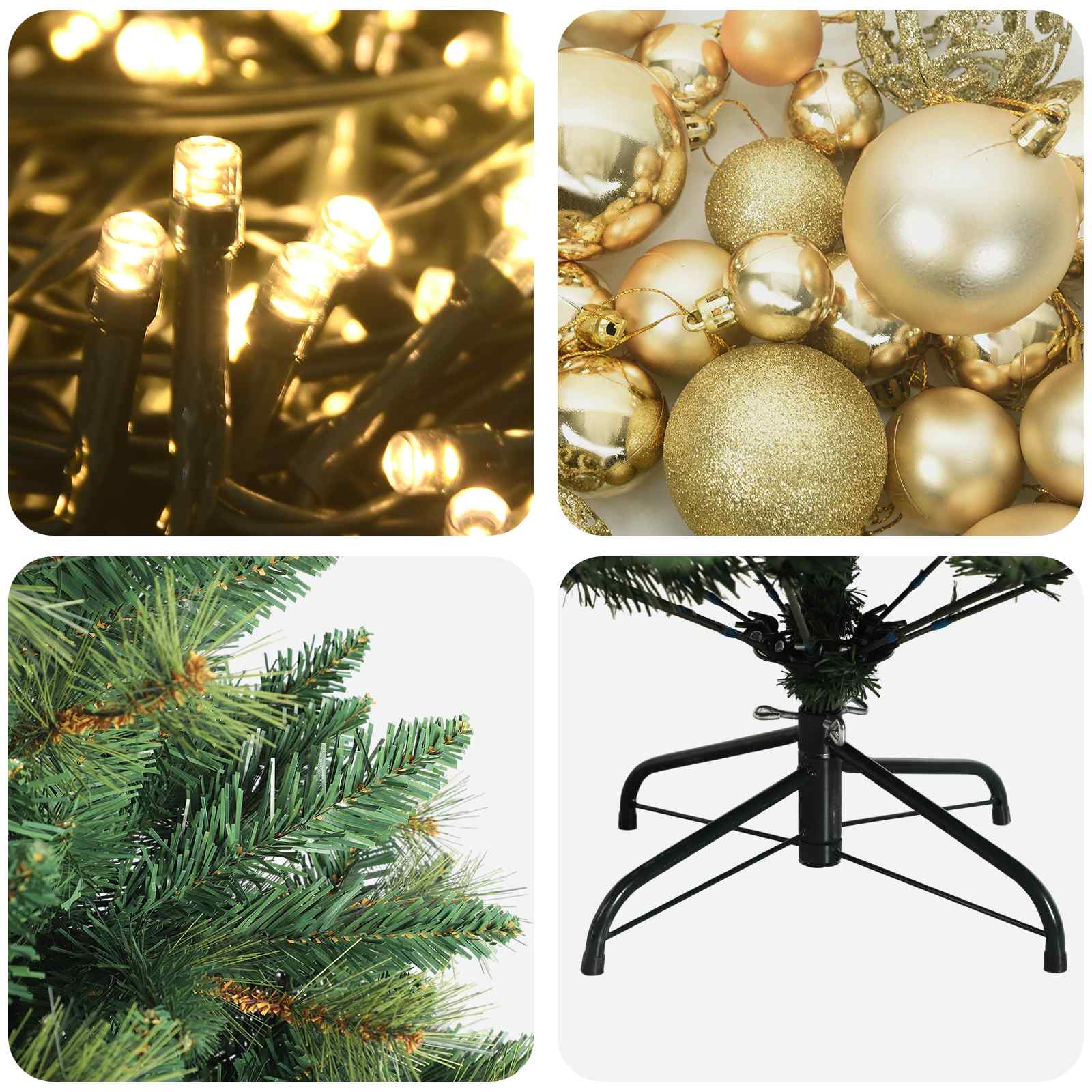 Albero di Natale Artificiale con Palline 150 cm 150 LED