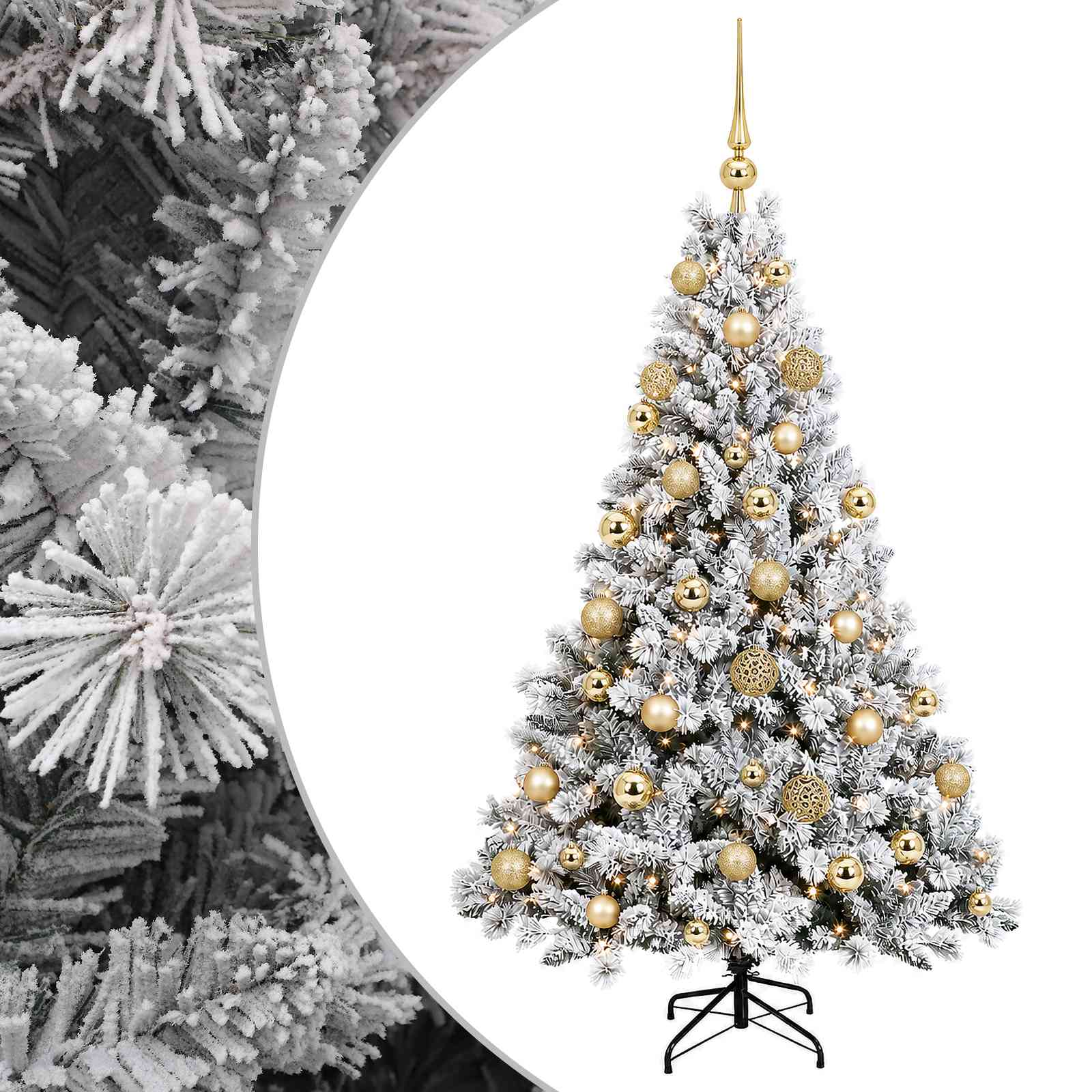Albero di Natale Artificiale con Palline 150 cm 150 LED