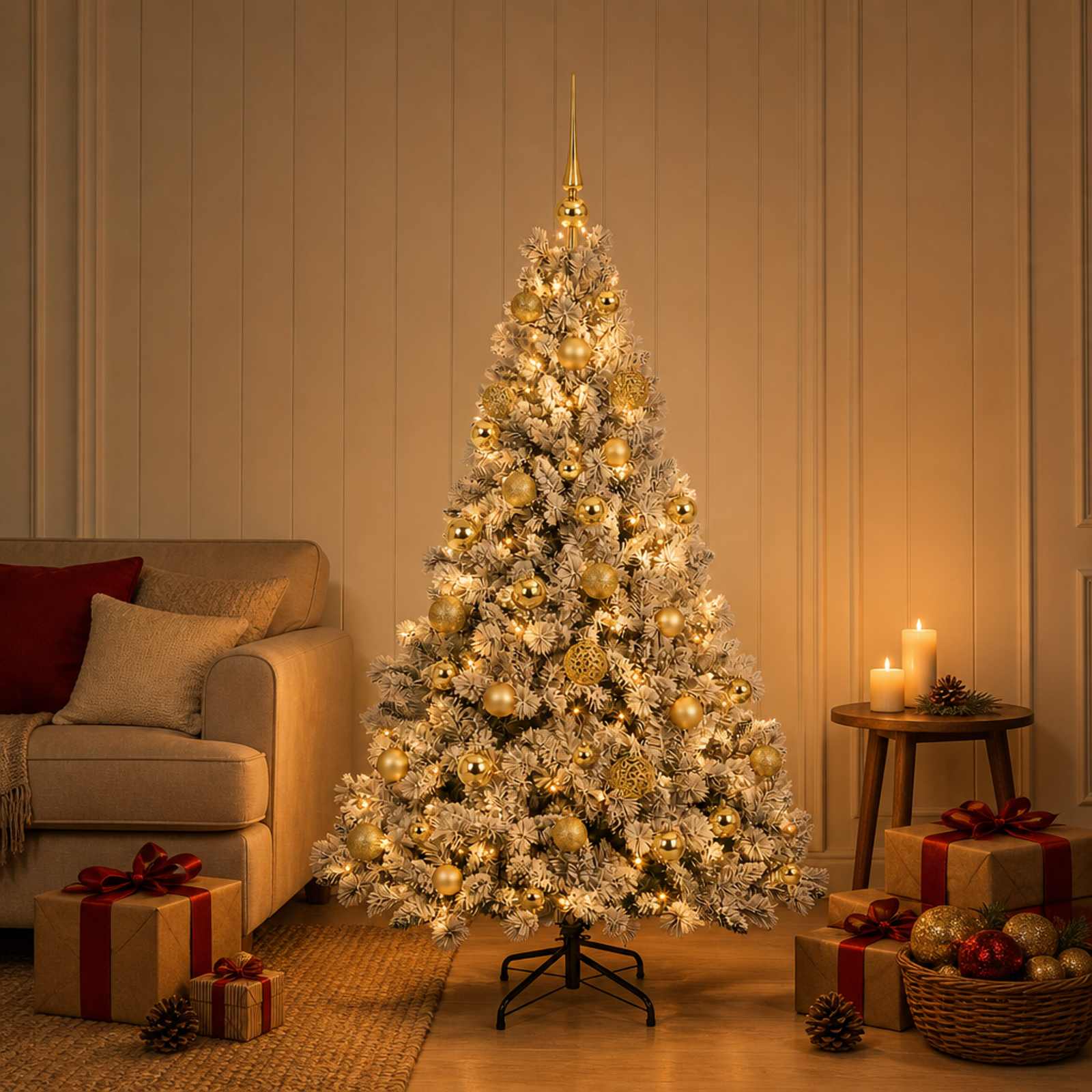 Albero di Natale Artificiale con Palline 150 cm 150 LED