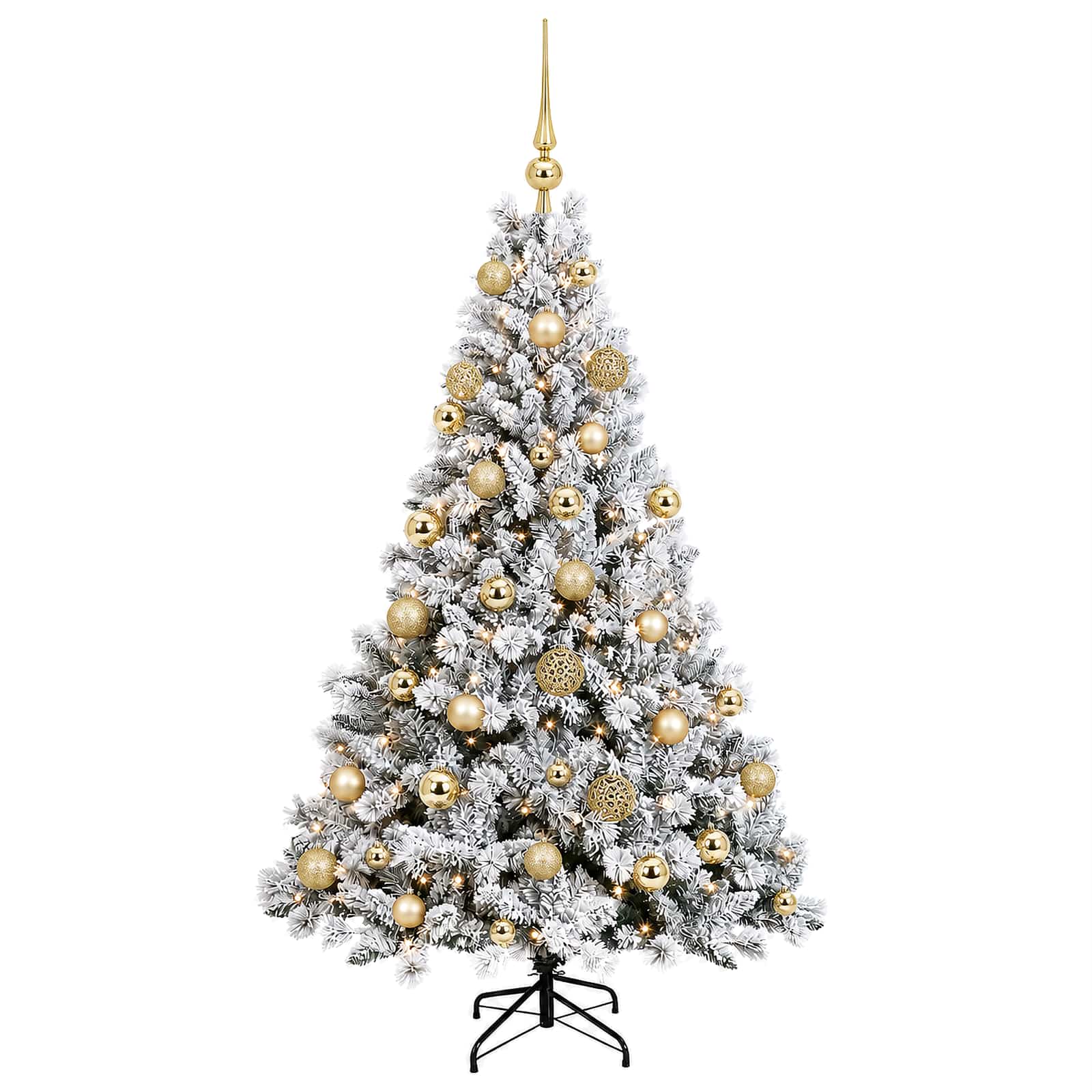 Albero di Natale Artificiale con Palline 150 cm 150 LED