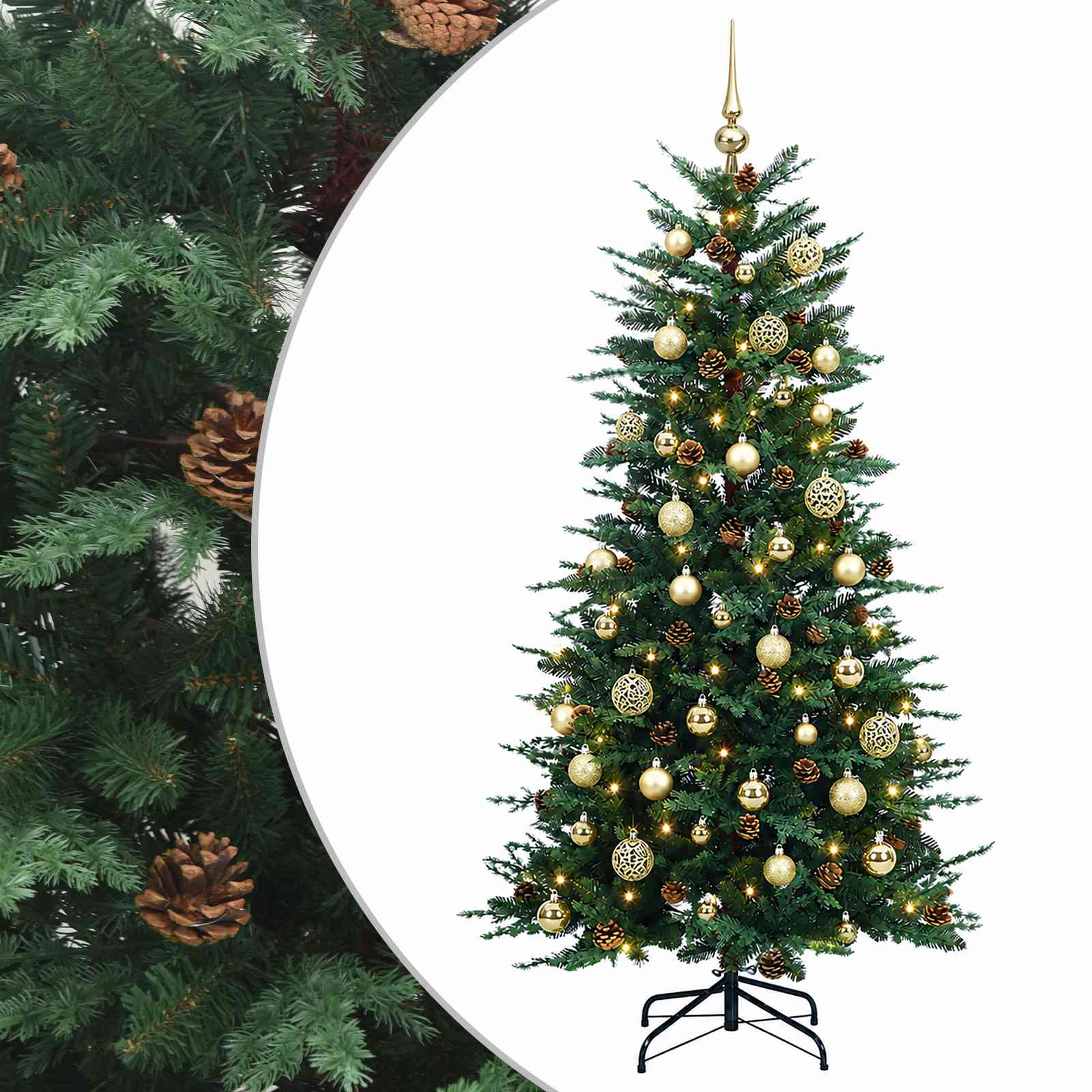 Albero di Natale Artificiale con Rami Pieghevoli 120 cm 150 LED