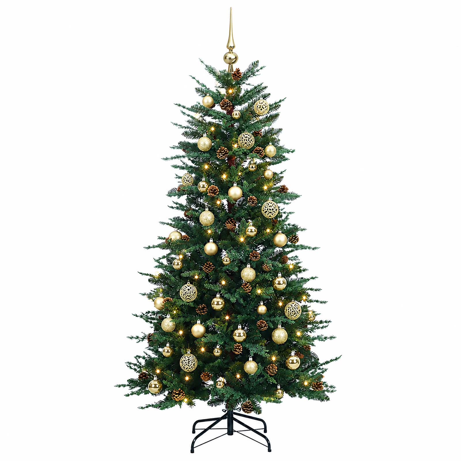 Albero di Natale Artificiale con Rami Pieghevoli 120 cm 150 LED